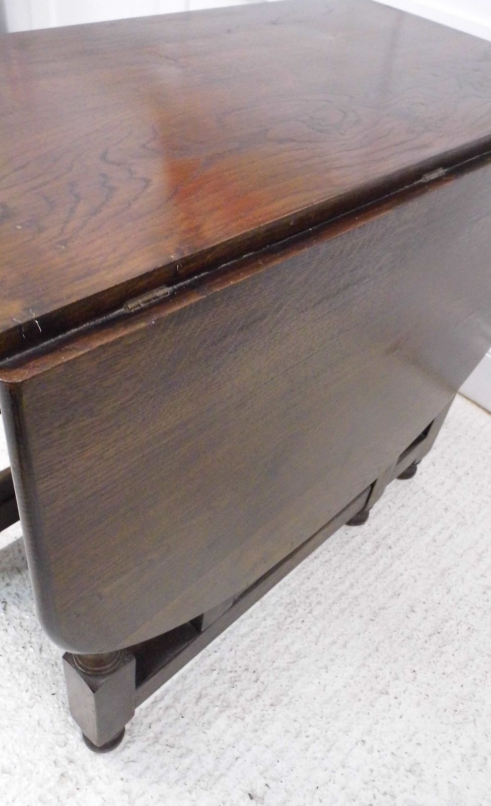 photo for sale Antique Oak Extending Drop Leaf Dining Table Solid Plank Slab Top