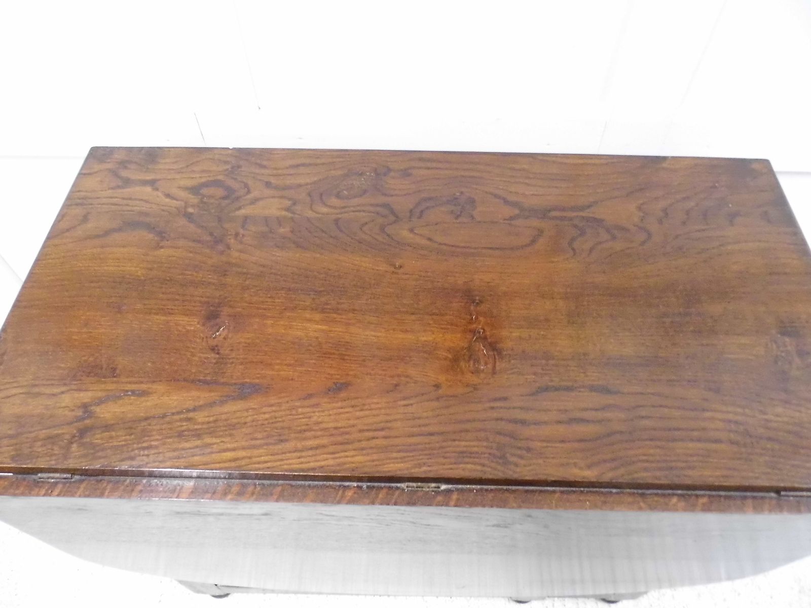 295.0 Antique Oak Extending Drop Leaf Dining Table Solid Plank Slab Top photo