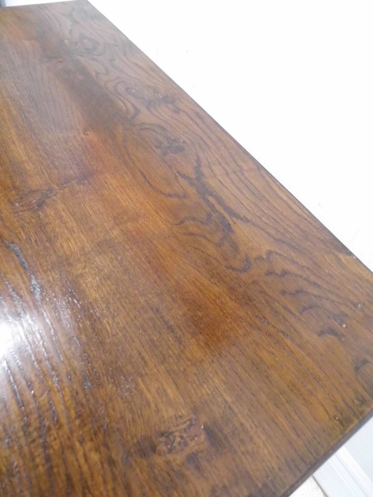 photo vintage Antique Oak Extending Drop Leaf Dining Table Solid Plank Slab Top