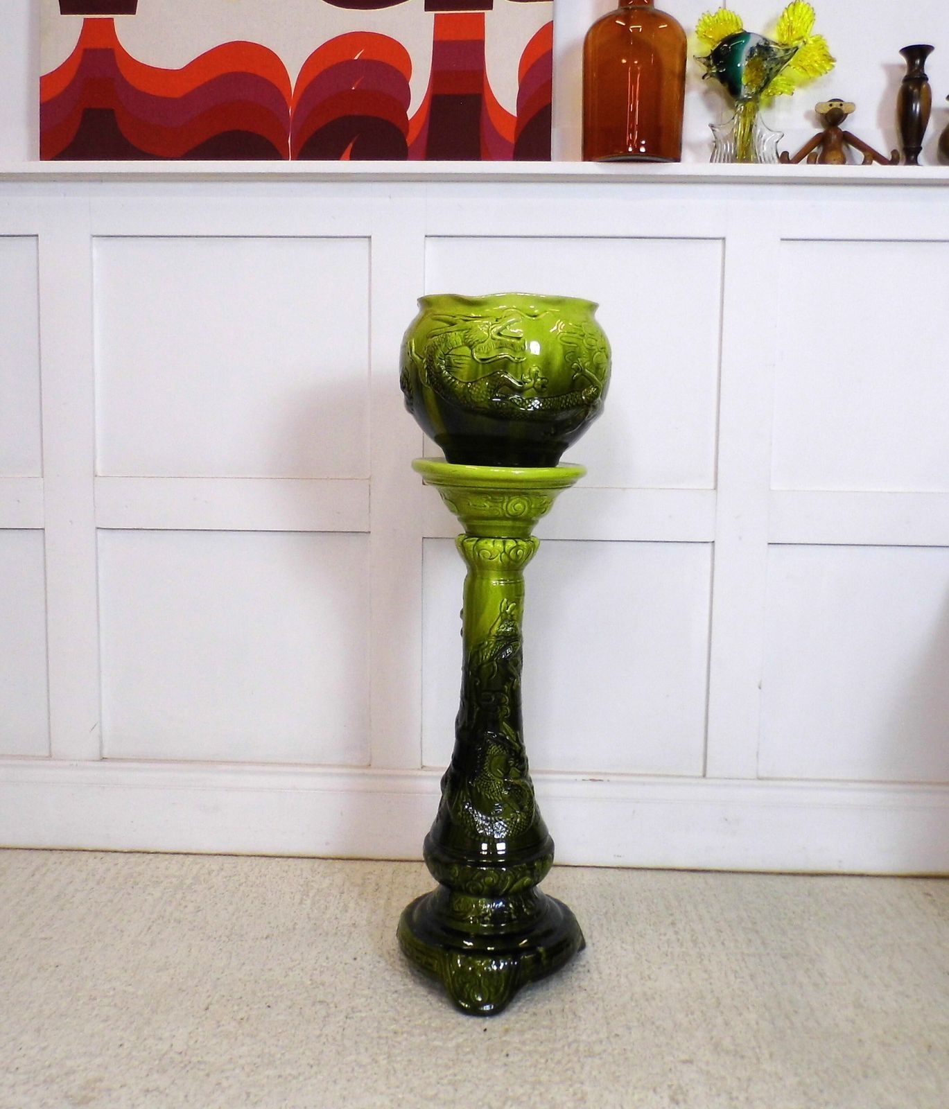 Antique English Aesthetic Movement Jaanese Dragon Jardiniere And Stand 19th Cent photo furniture