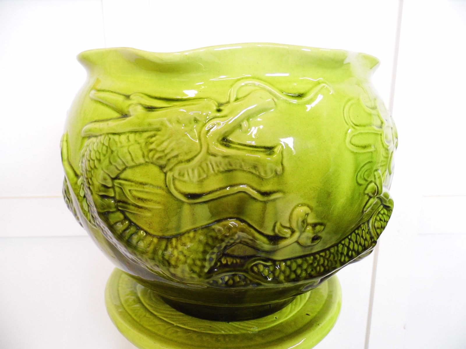 Antique English Aesthetic Movement Jaanese Dragon Jardiniere And Stand 19th Cent photo vinterior