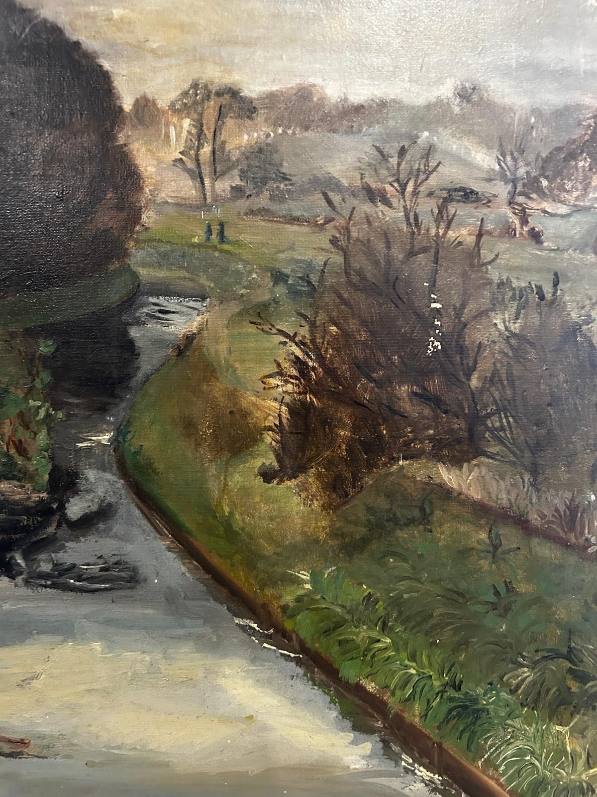1920' Oil Painting Of A Lush River Scene photo for sale