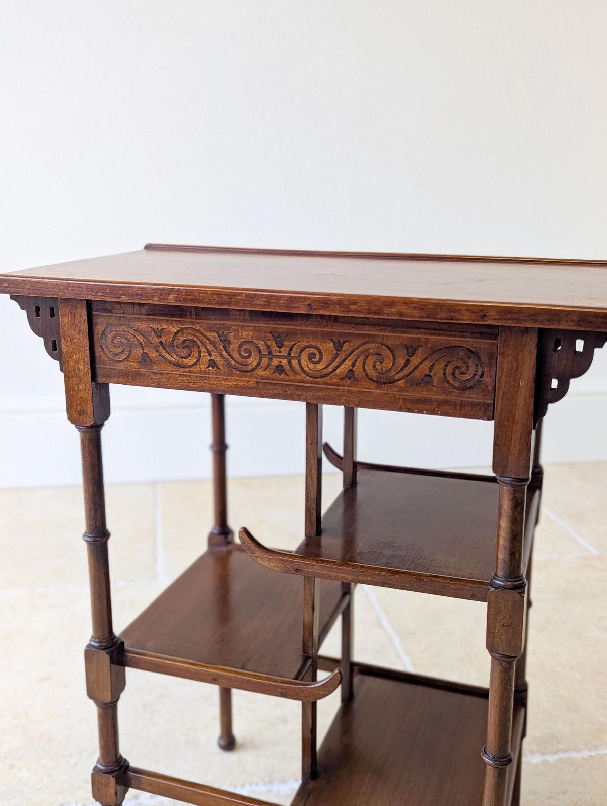 Furniture Antique Edwardian Mahogany Anglo Japanese Pagoda Occasional Table C.1910 photo