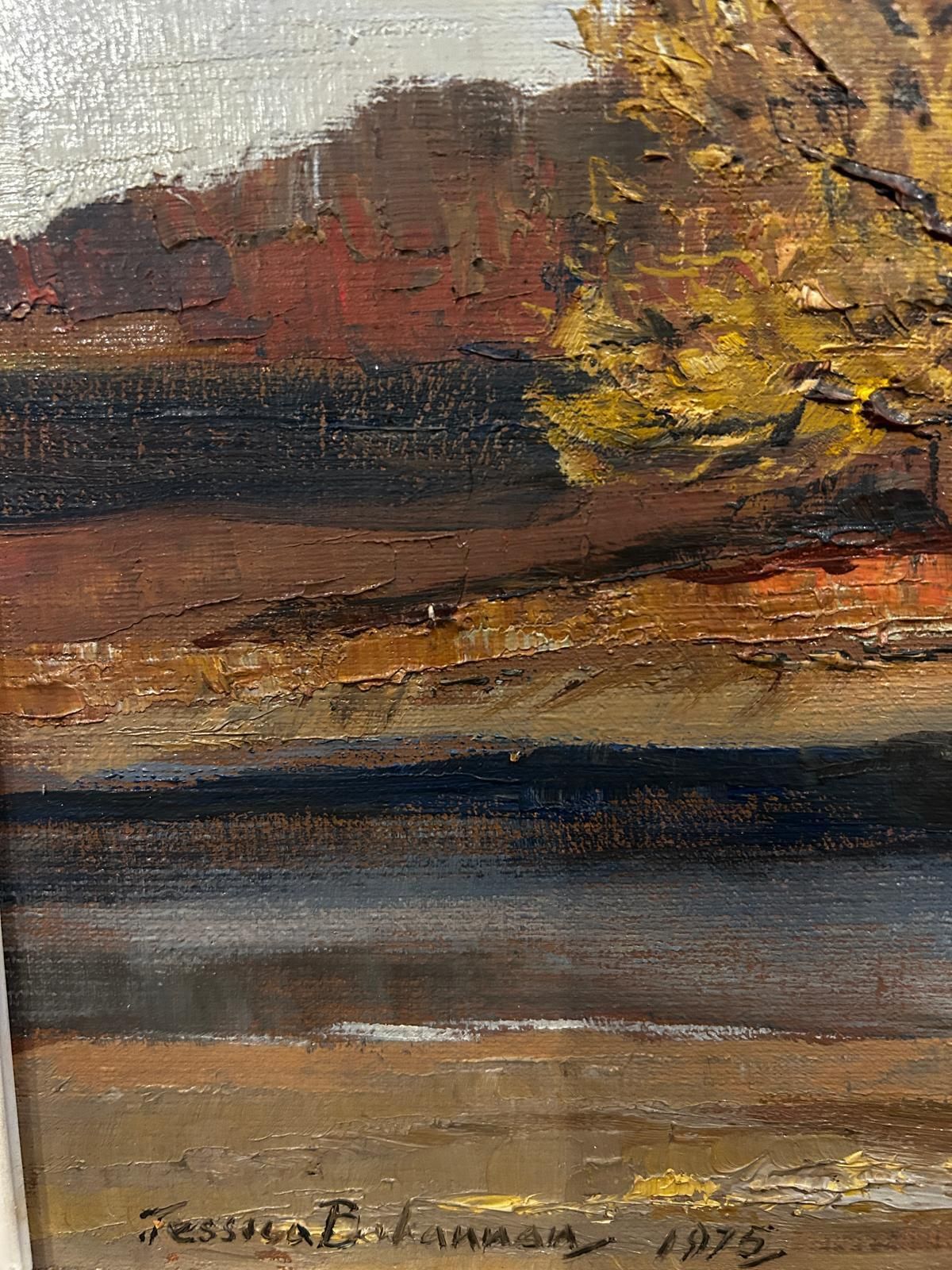 "Stomr Cloud" Mid Century Landscape Oil Painting By Jessica Bohannan Framed photo 175.0