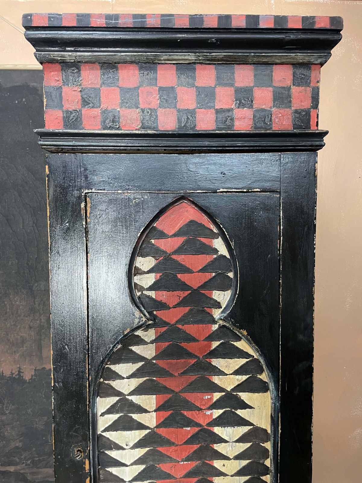 Vintage Painted Pine Folk Art Cupboard photo for sale
