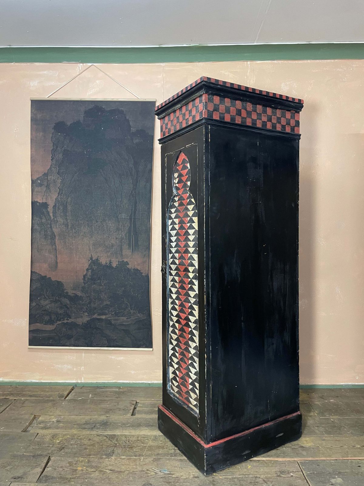 Vintage Painted Pine Folk Art Cupboard photo 875.0