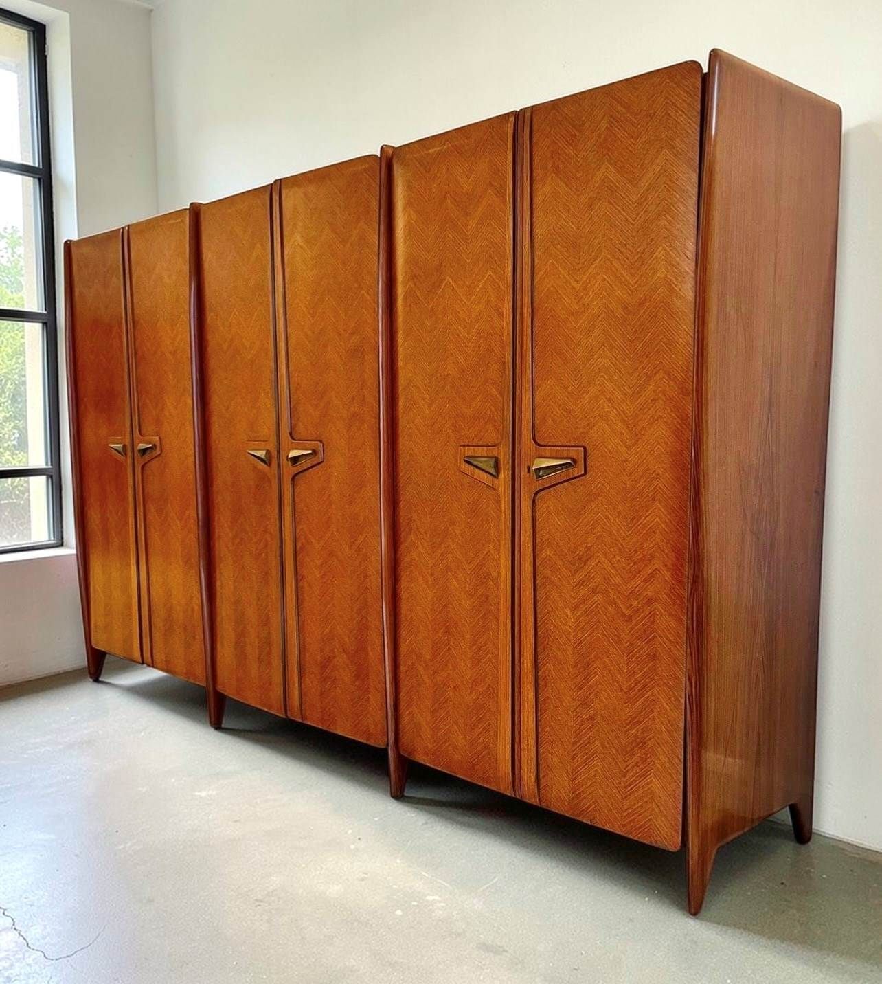 Mid Century Italian Triple Wardrobe By La Permanente Mobili Cantù, 1950s photo furniture