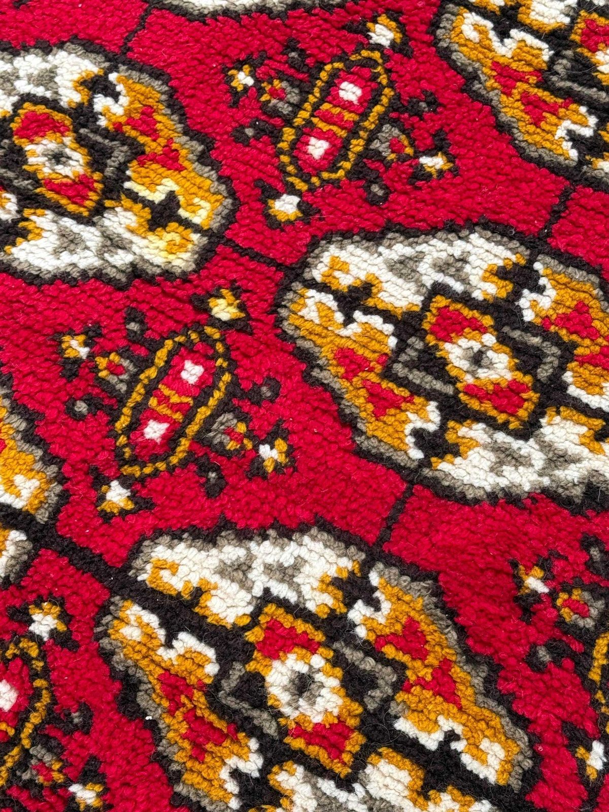 Vintage Red Geometric Tribal Rug Mid Century Wool Carpet Bohemian Accent Floor Rug photo for sale