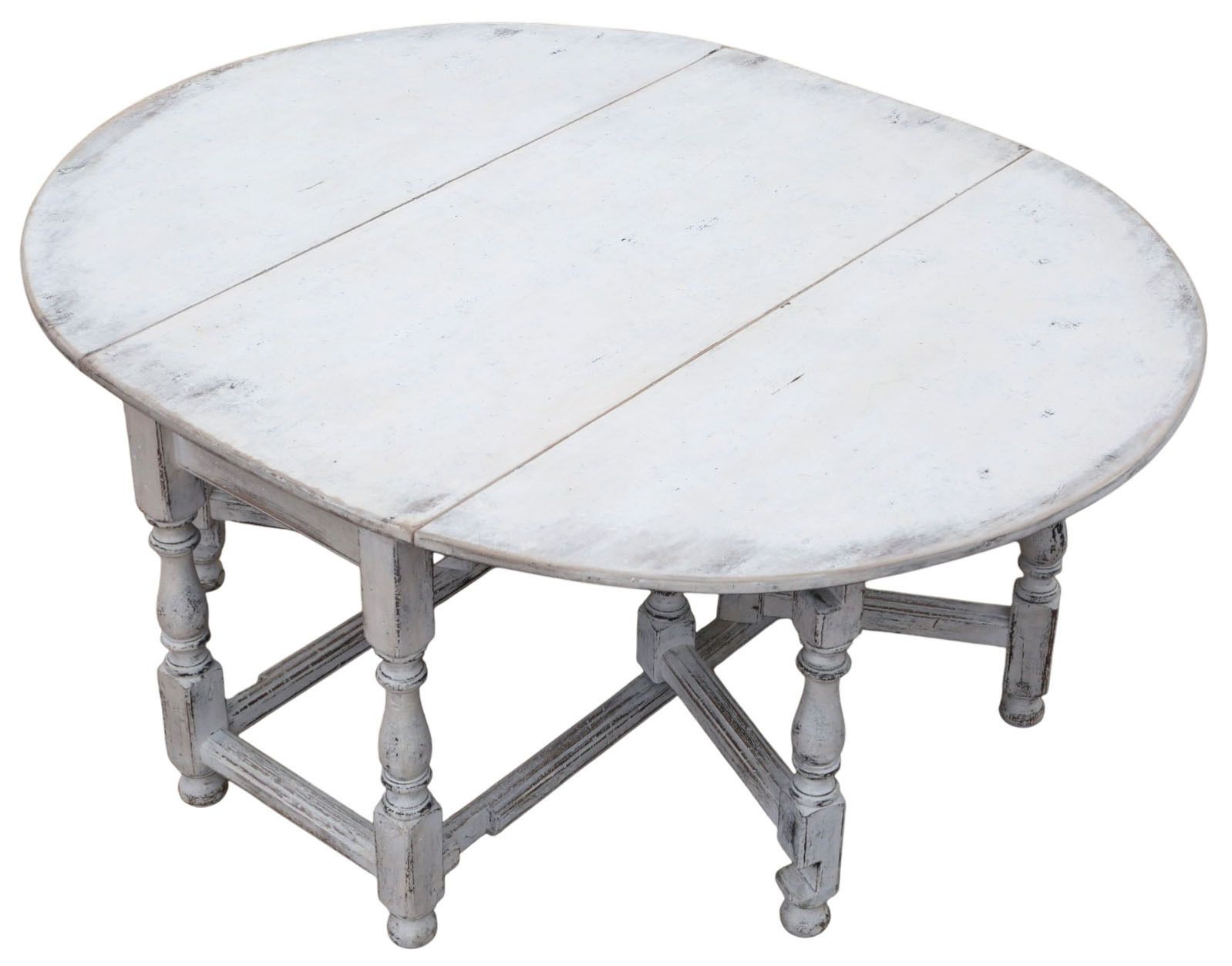 Antique C.1920 Very Large Swedish Drop Leaf Gateleg Dining Table – Painted Finish photo for sale