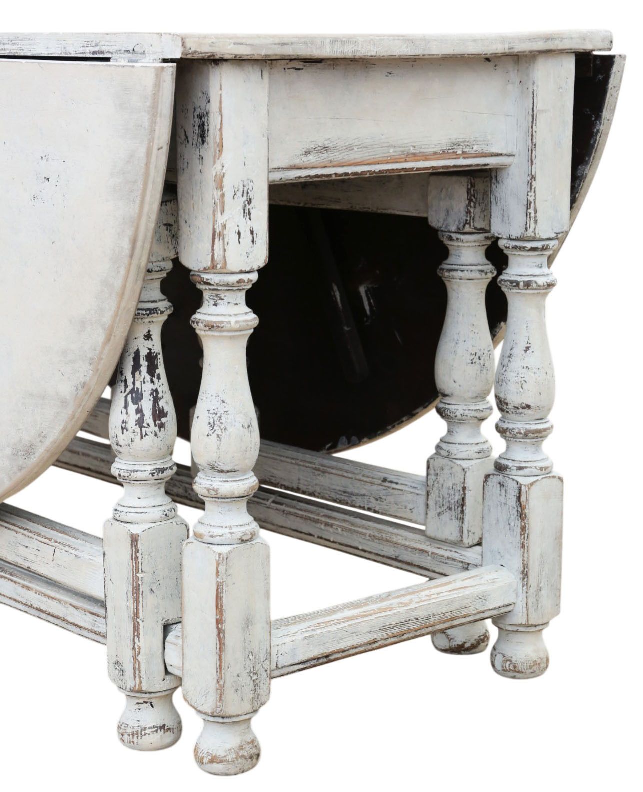 Antique C.1920 Very Large Swedish Drop Leaf Gateleg Dining Table – Painted Finish photo vinterior