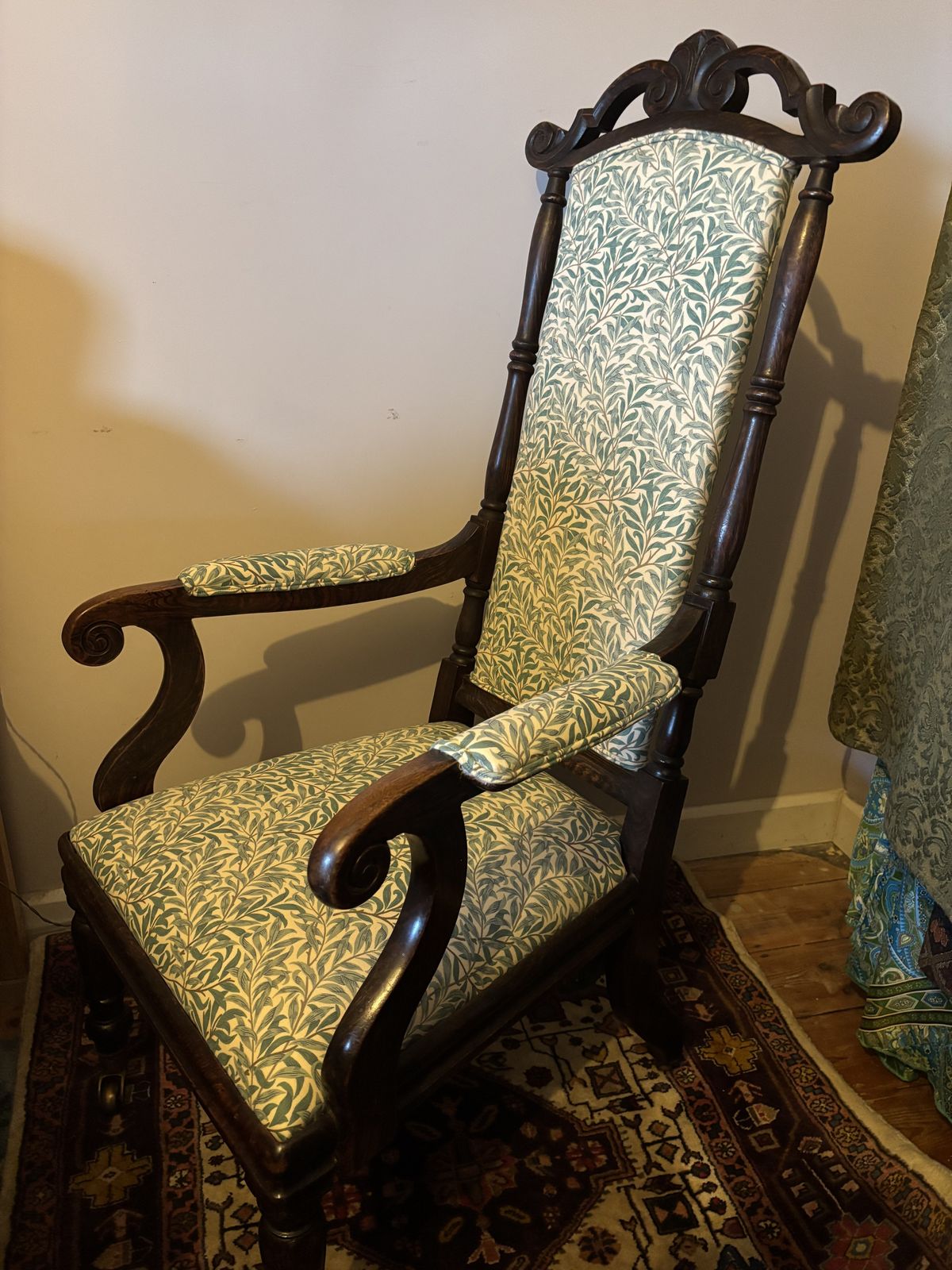 William Morris Willow Bough Antique Arts & Crafts Bamboo Beech Faux Rosewood High Back Arm Chair