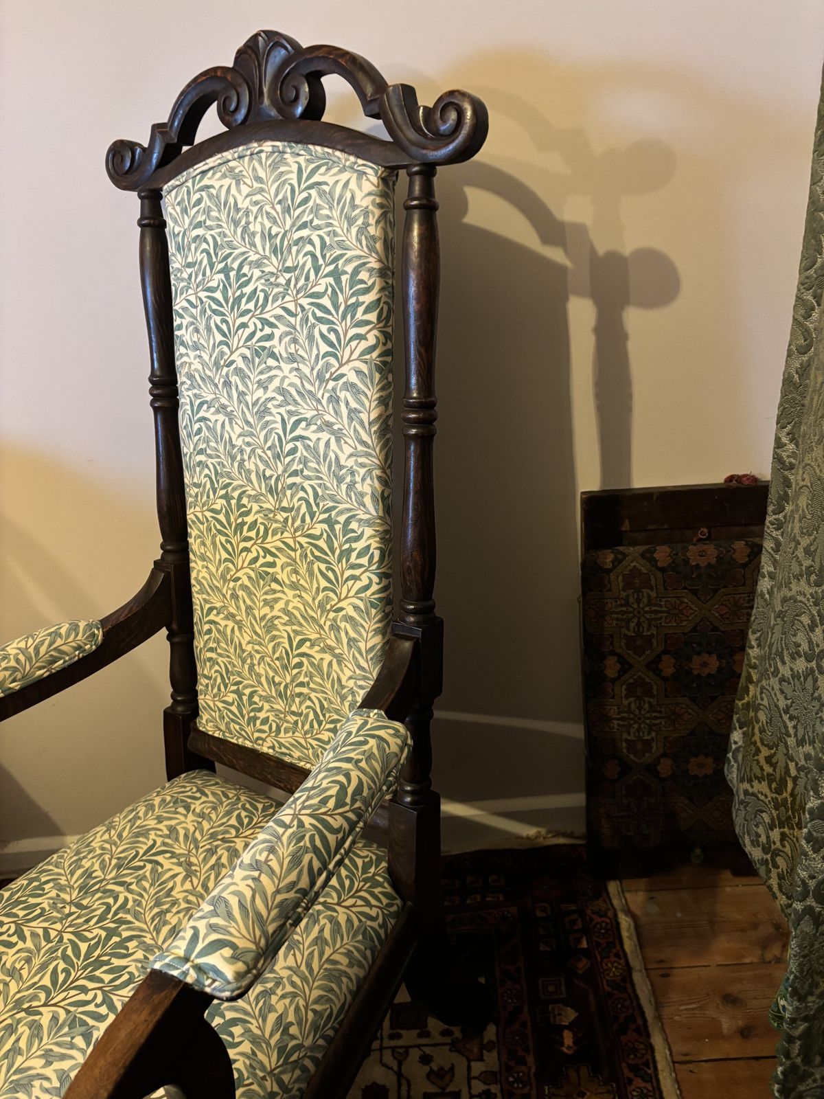 William Morris Willow Bough Antique Arts & Crafts Bamboo Beech Faux Rosewood High Back Arm Chair photo buy
