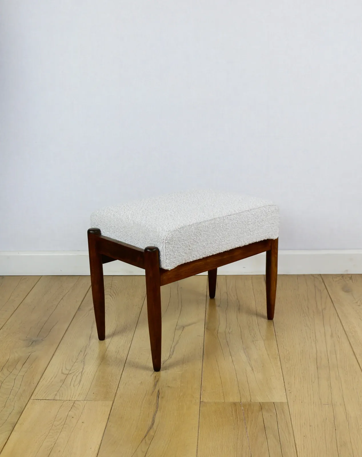 Edmund Homa Stool, Cream Ivory And White Boucle Seat   2 Pieces Available photo 263.0