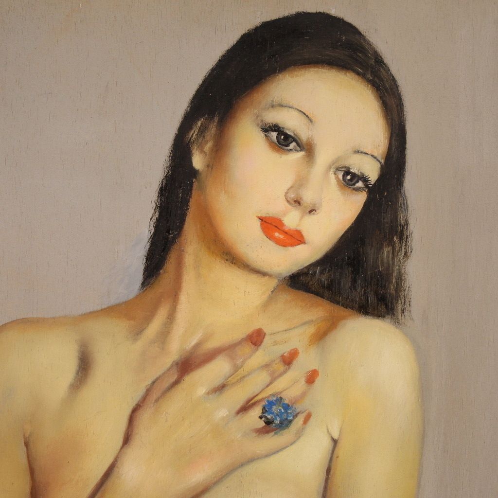Italian Nude Painting Signed By Mario Vellani Marchi Dated 1969 photo vinterior