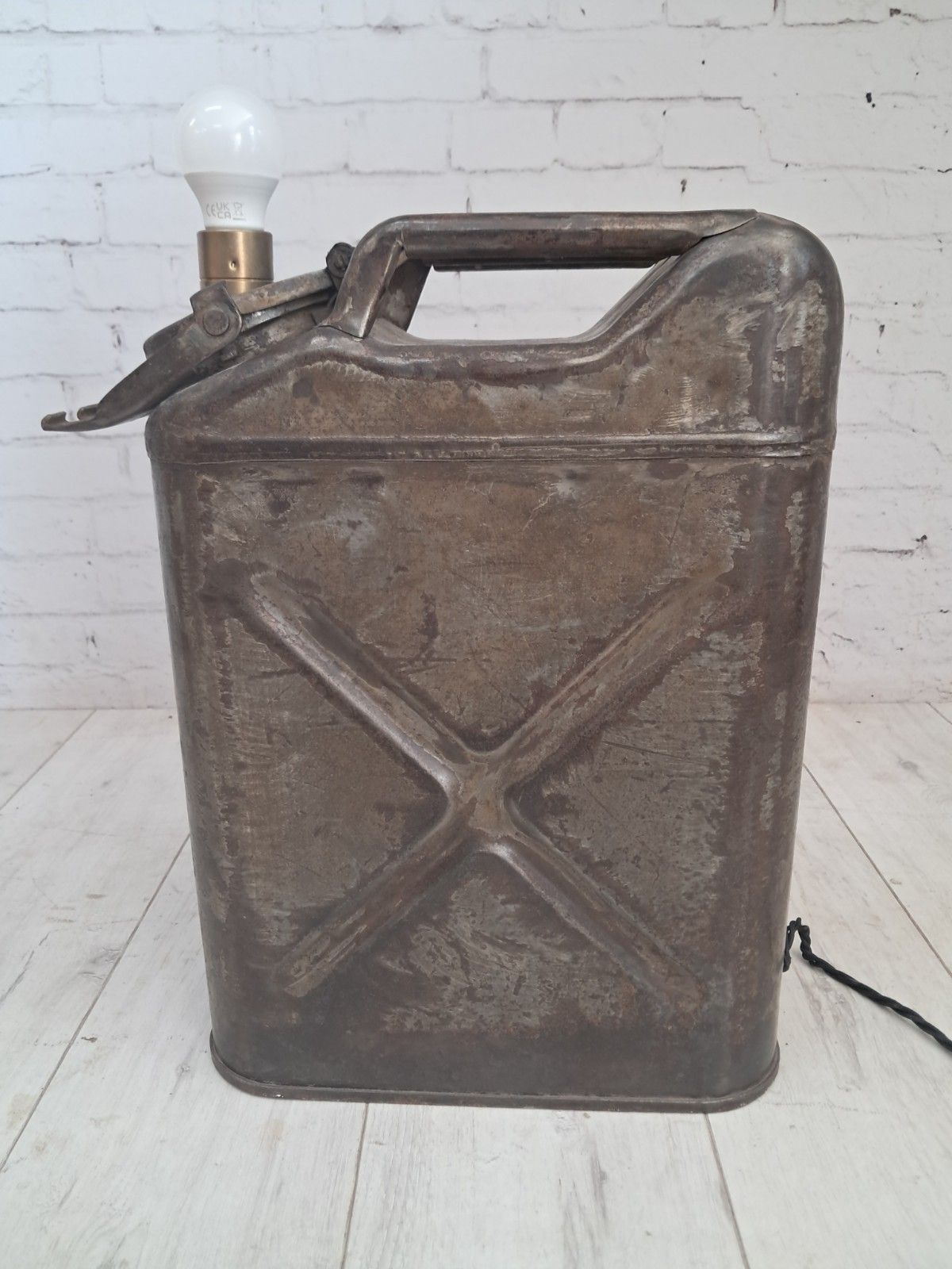 Vintage 1930s Jerry Can Lamp Industrial Military Fuel Can Table Light Steampunk