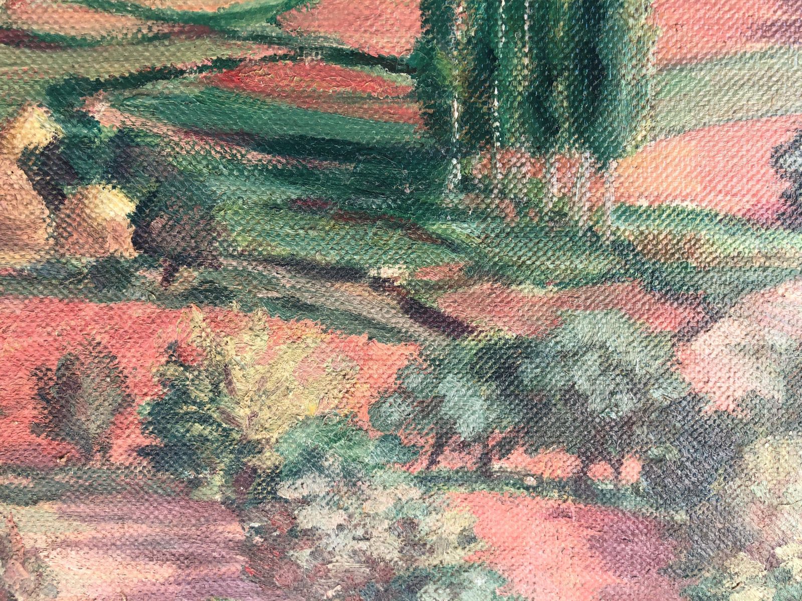 Landschap Geschilderd In Olieverf Op Jute, Spaanse School, 20e Eeuw, Ca. 1940. photo 650.0