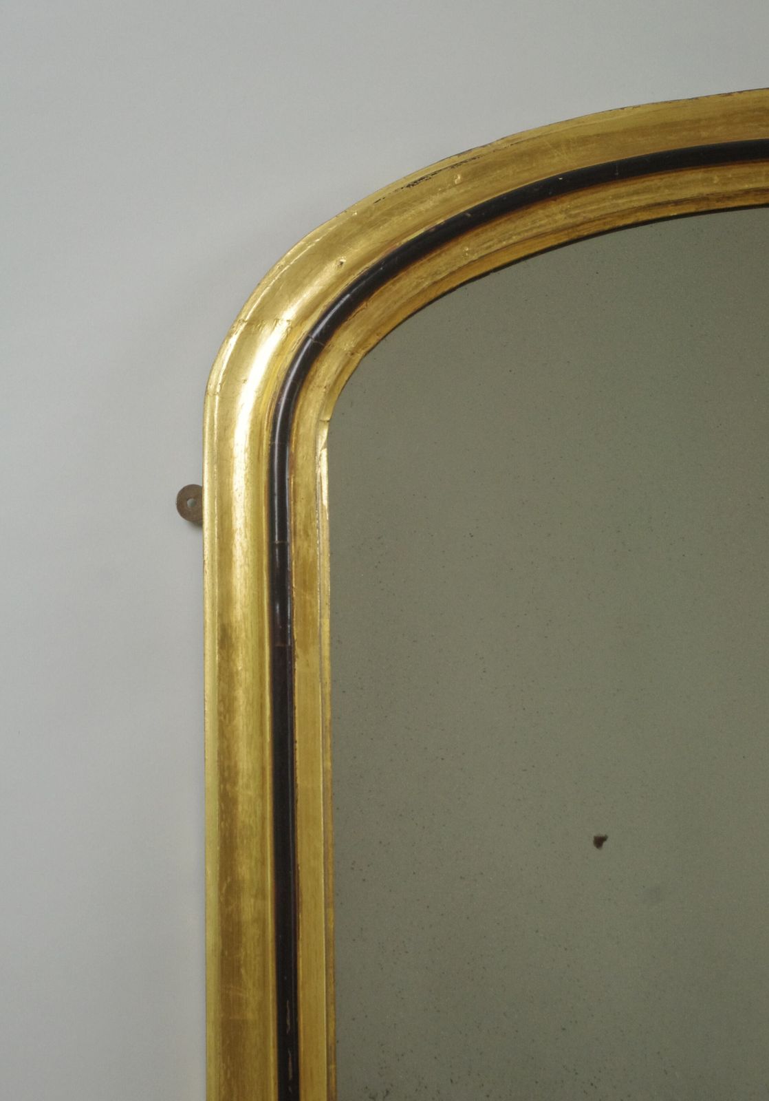 Victorian Gilt And Ebonised Arch Top Overmantle Mirror photo for sale
