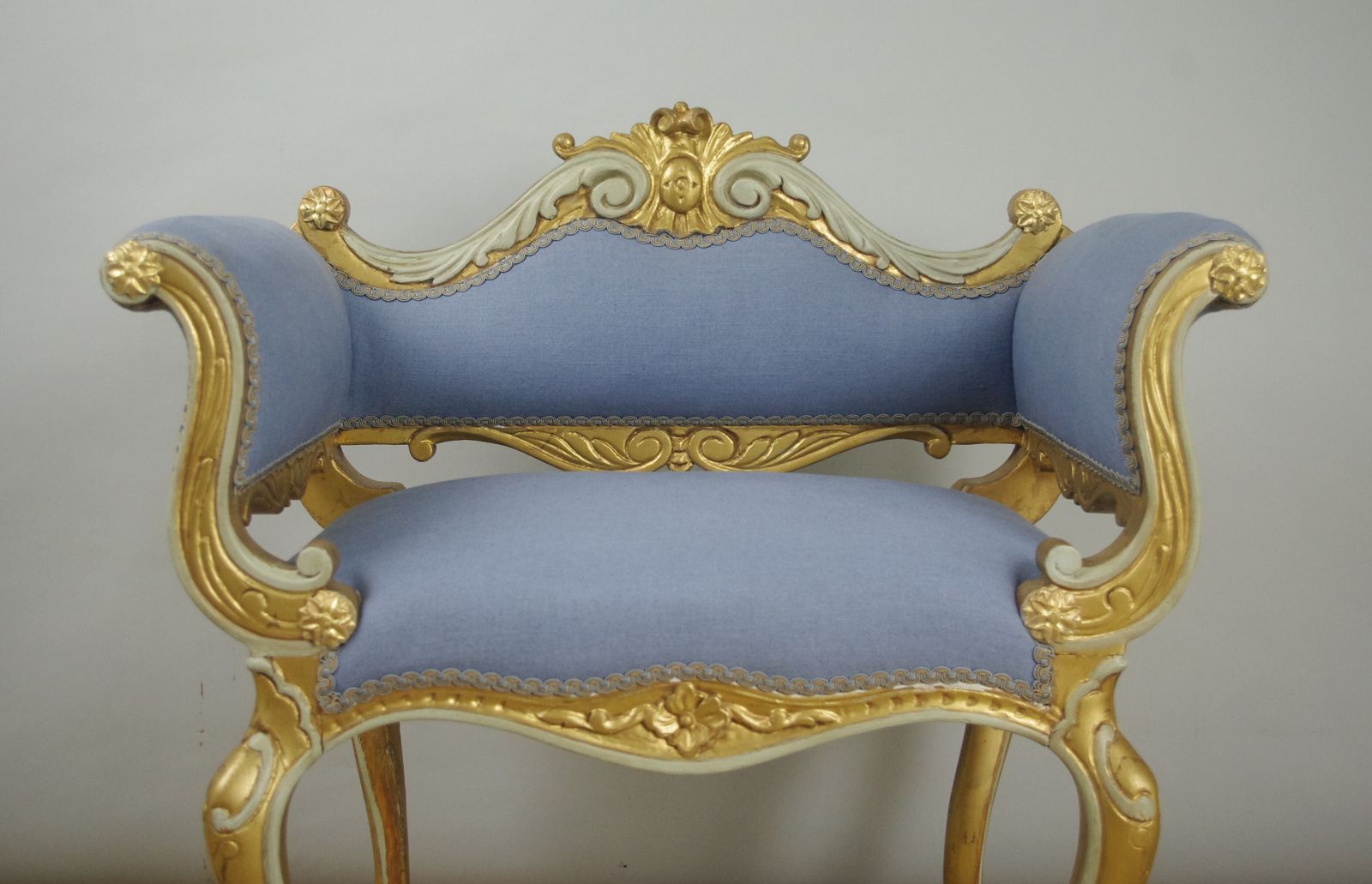 19th Century French Gilt Occasional Chair With Scroll Arms photo for sale