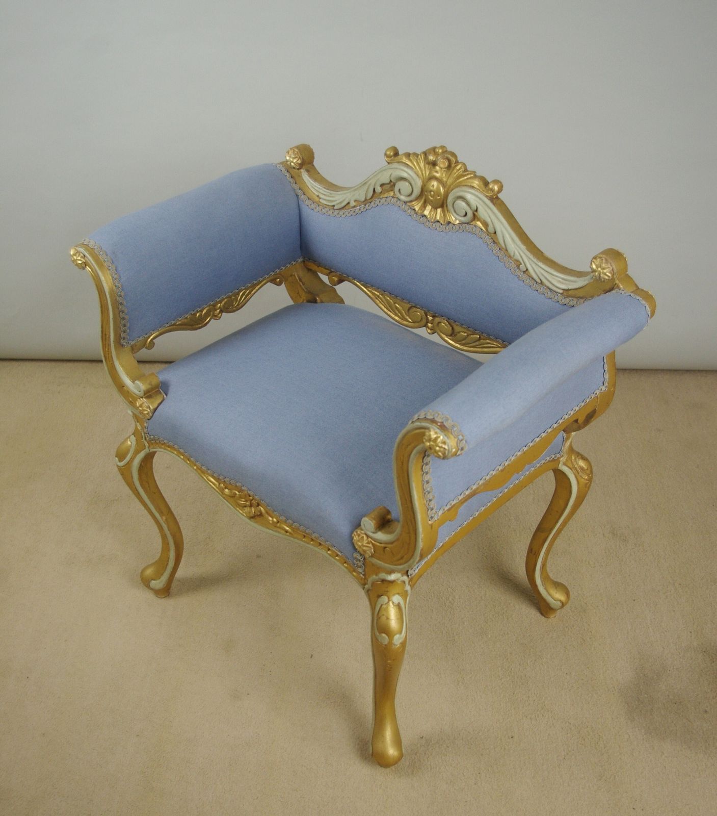 photo buy 19th Century French Gilt Occasional Chair With Scroll Arms
