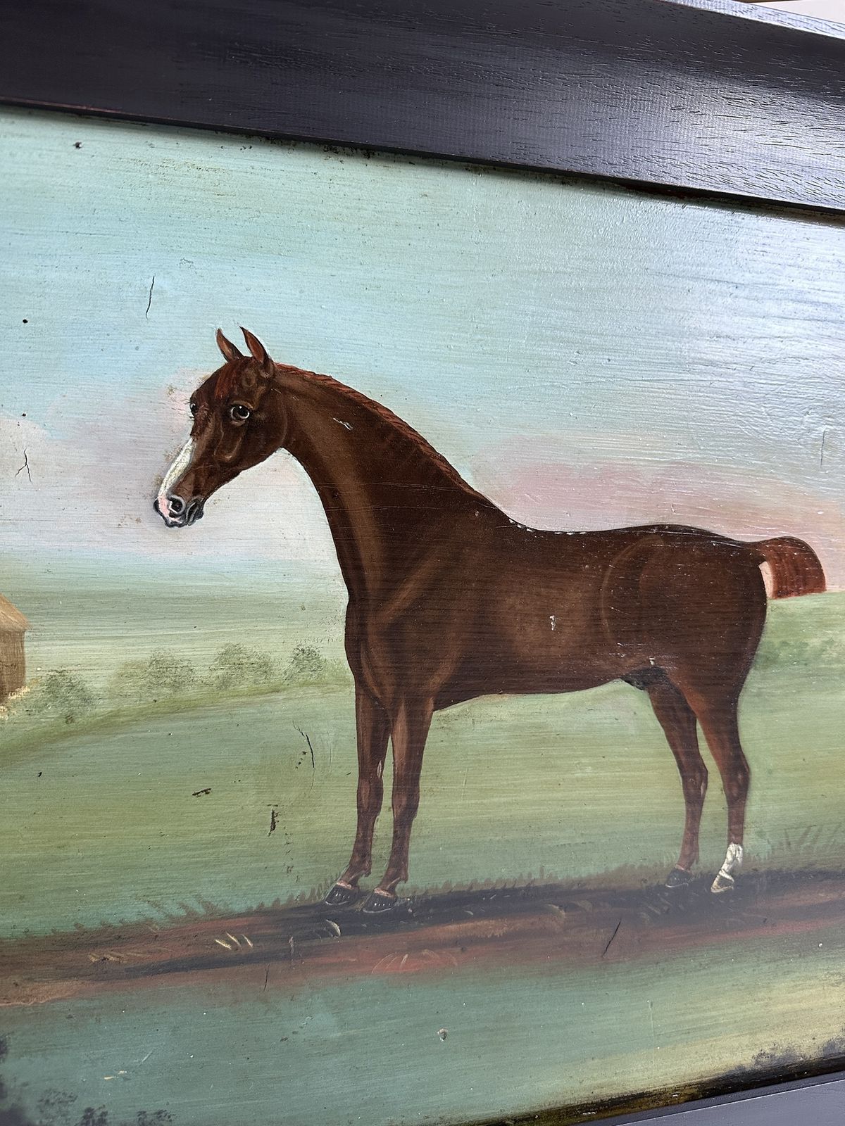 Portrait Of A Horse, 18th Century, Oil On Pine Panel, Signed photo 3000.0