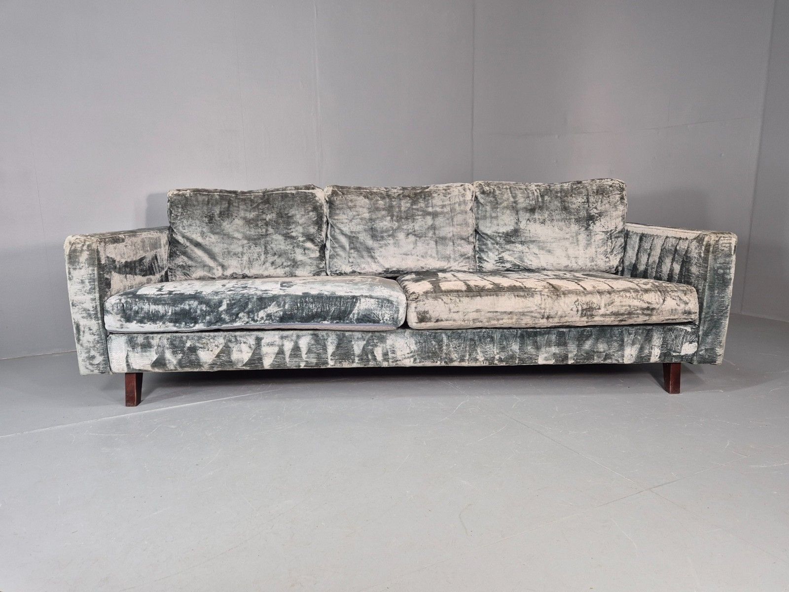 Huge 4 Seater Settee Turquoise Velvet Ex Hotel Modern Design Retro Eb11774 M4ss photo vinterior