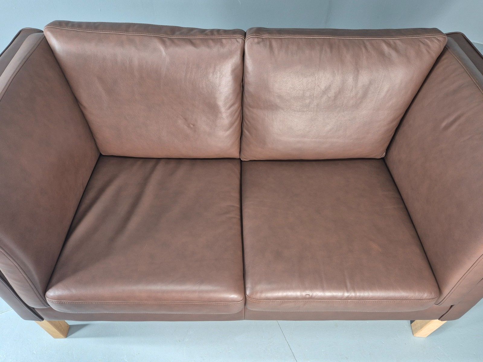 Vintage 2 Seater Settee Brown Leather Danish 1980s Retro Hurup Eb11630 M2ss photo buy
