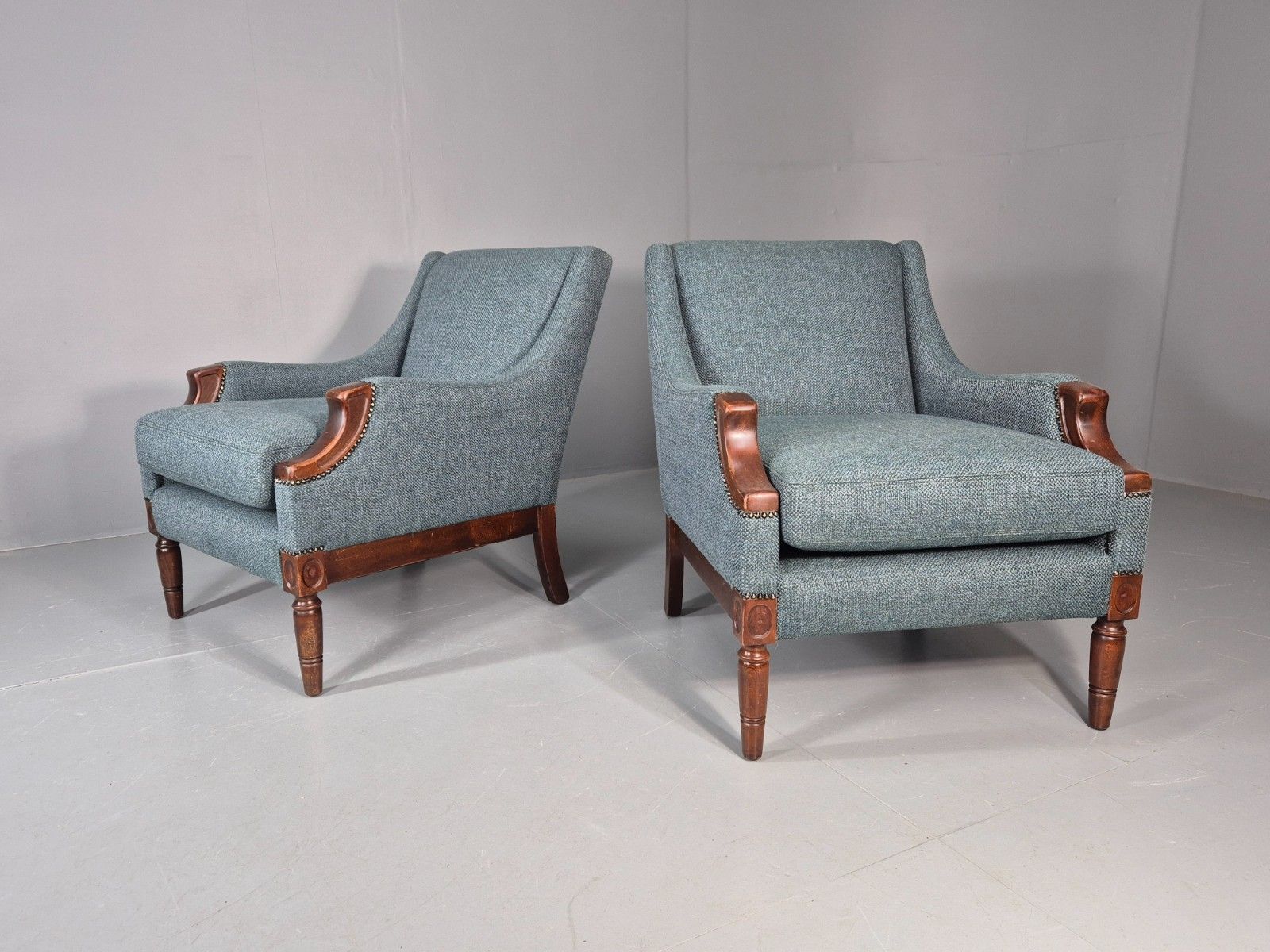2 Vintage Regency Style Armchairs 1970s Danish New Upholstery  Eb11135 Vclo photo for sale