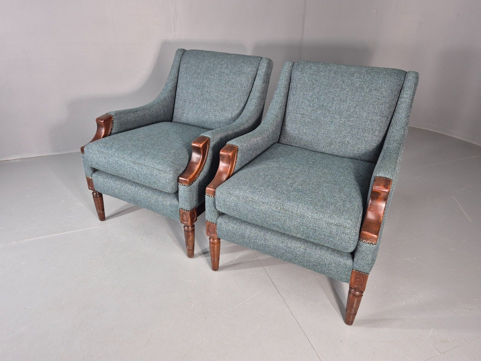 2 Vintage Regency Style Armchairs 1970s Danish New Upholstery  Eb11135 Vclo photo 1750.0