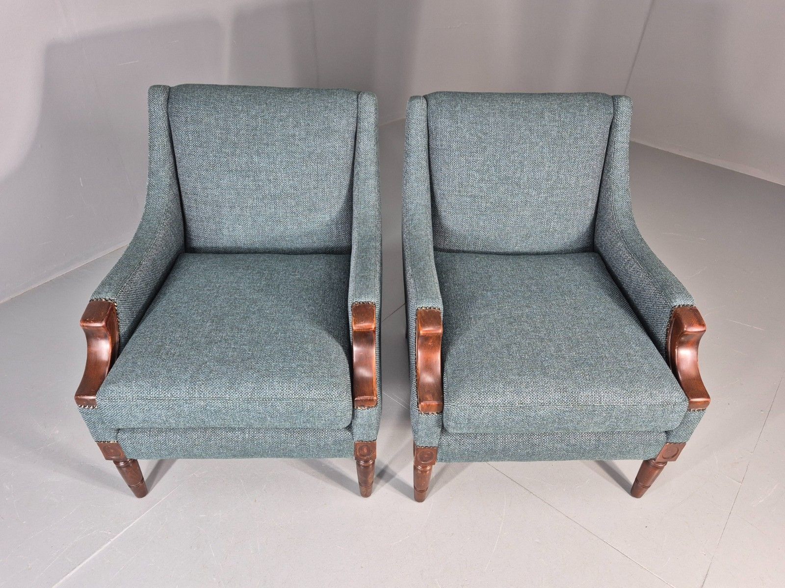 2 Vintage Regency Style Armchairs 1970s Danish New Upholstery  Eb11135 Vclo photo buy