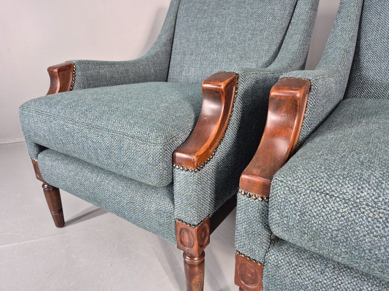 2 Vintage Regency Style Armchairs 1970s Danish New Upholstery  Eb11135 Vclo photo vintage