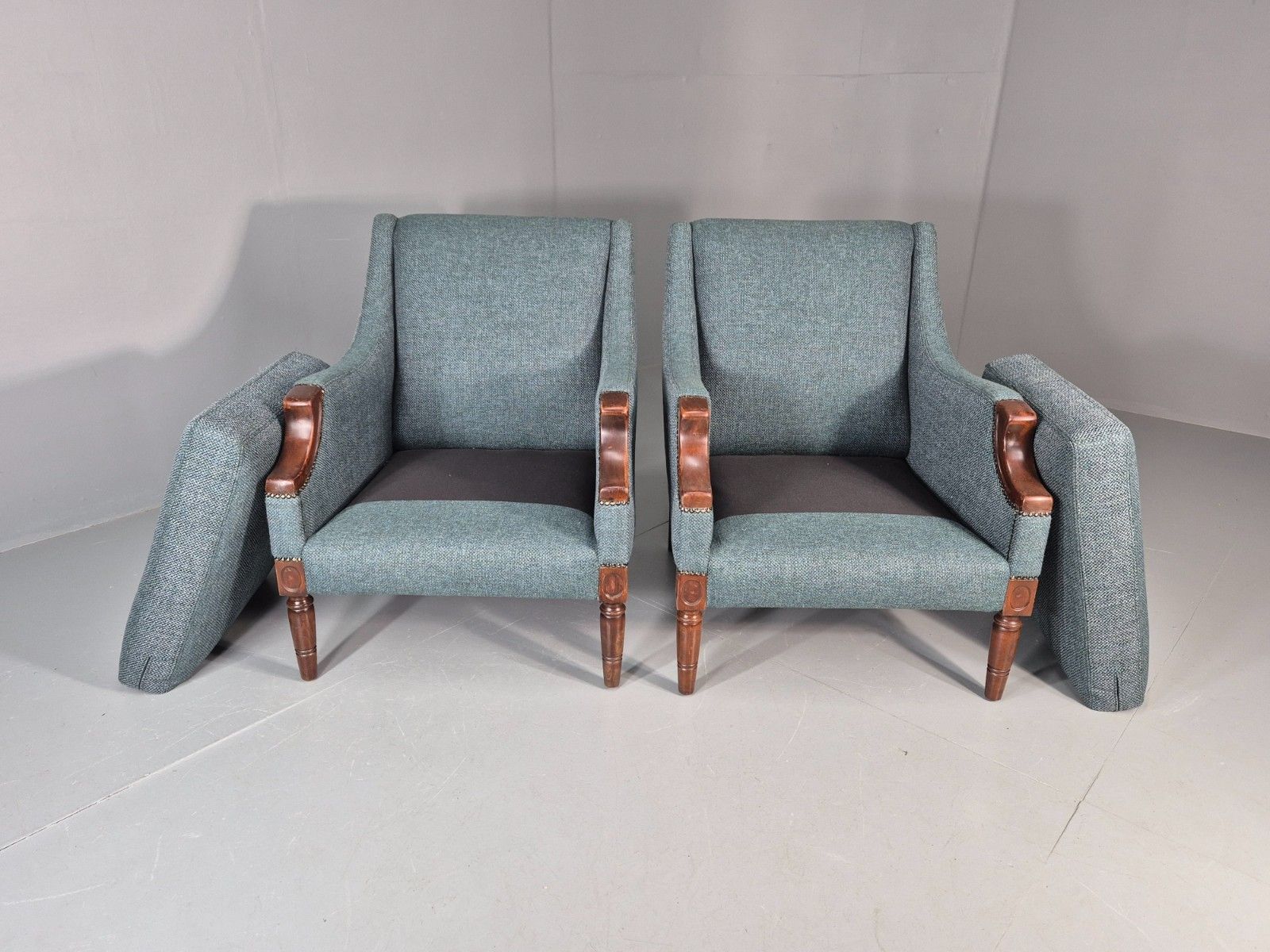 photo furniture 2 Vintage Regency Style Armchairs 1970s Danish New Upholstery  Eb11135 Vclo