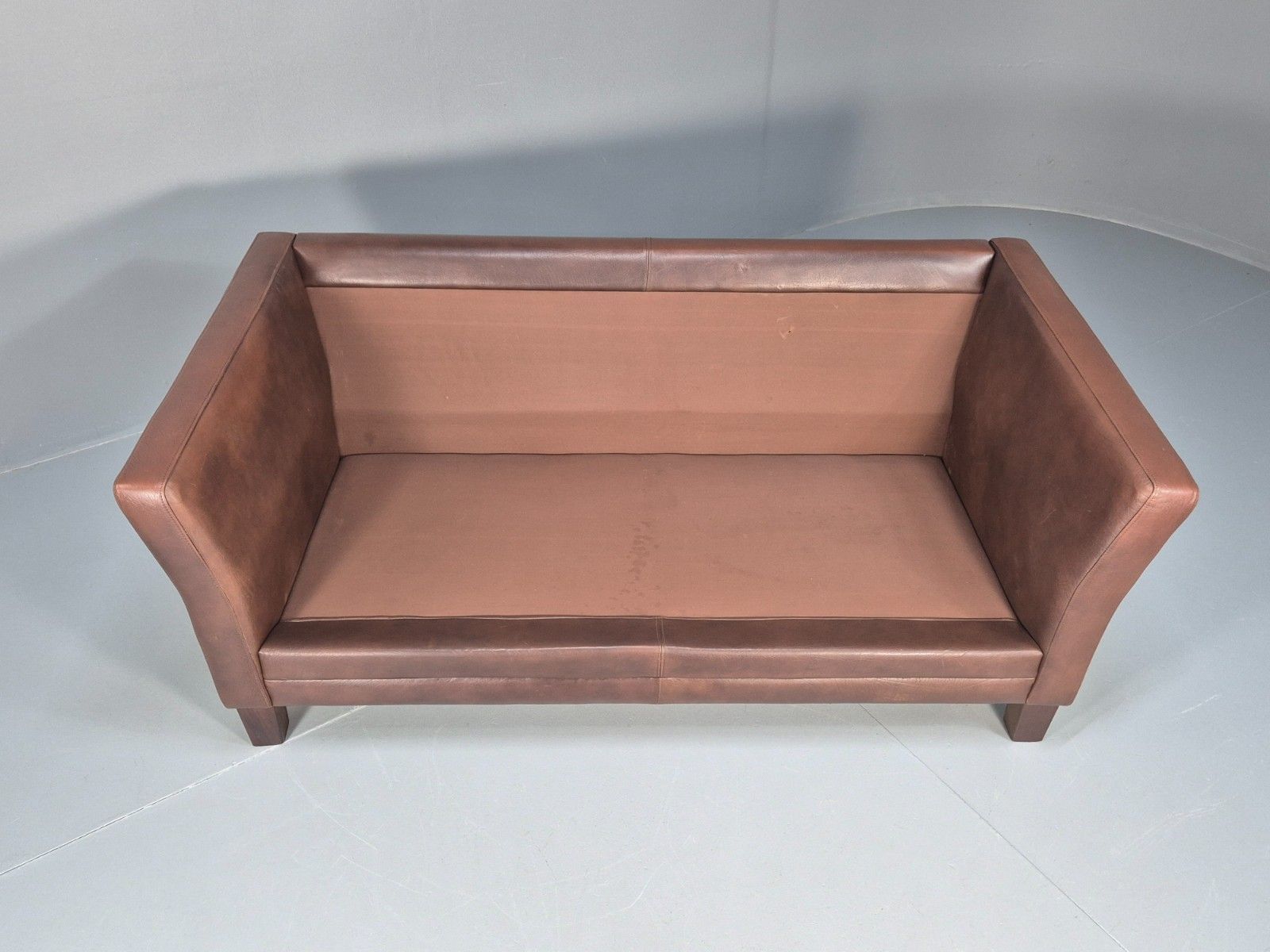 Vintage Danish Two Seater Settee In Brown Leather 1970s Danish Retro Eb8351 M2ss photo vintage