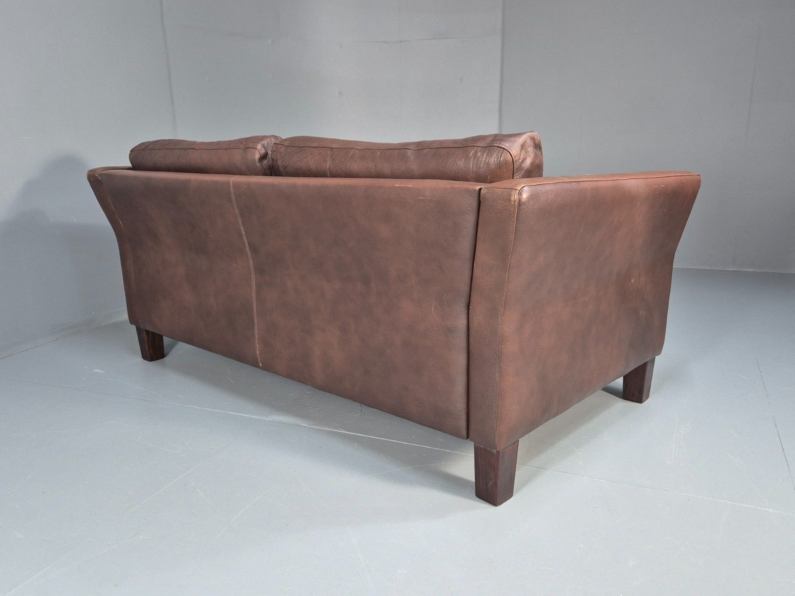 photo buy Vintage Danish Two Seater Settee In Brown Leather 1970s Danish Retro Eb8351 M2ss
