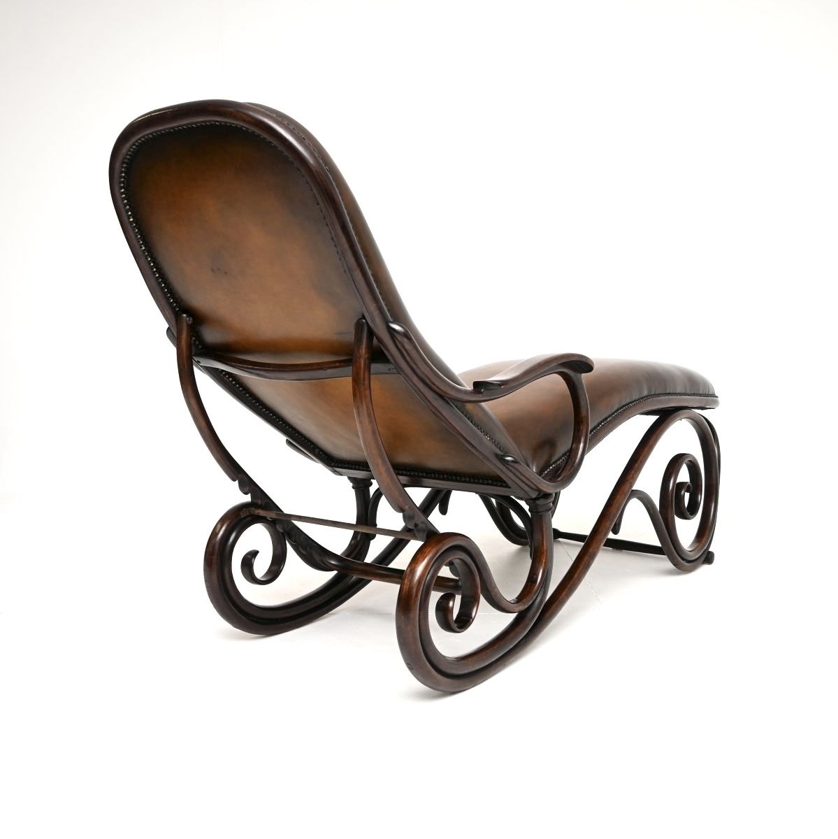 photo for sale Antique Bentwood Leather Chaise Longue By Thonet