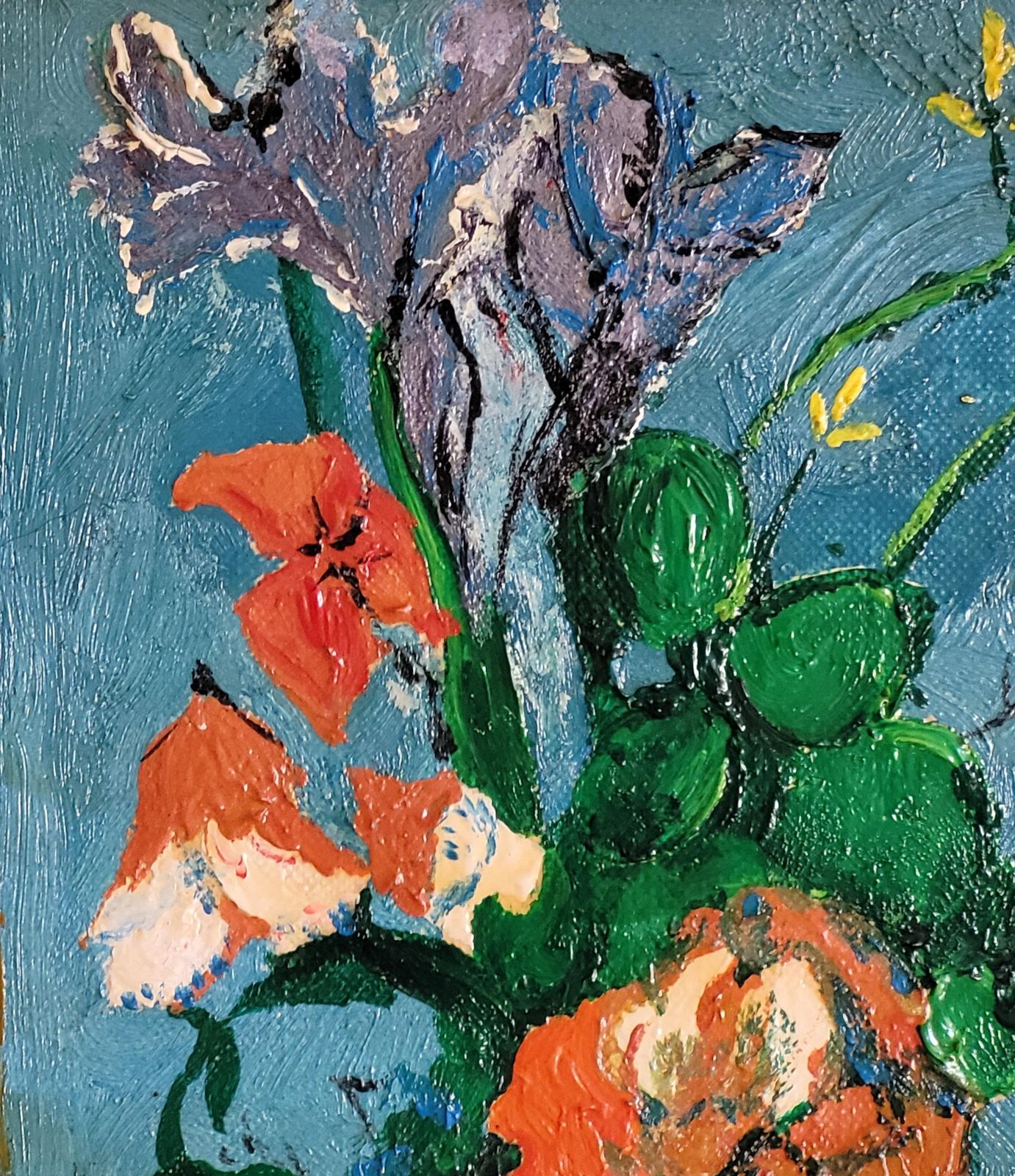 photo furniture Cezanne Inspired Still Life. 'The Blue Vase". Oil On Board. 35cm X 30cm.1990 By Amaday