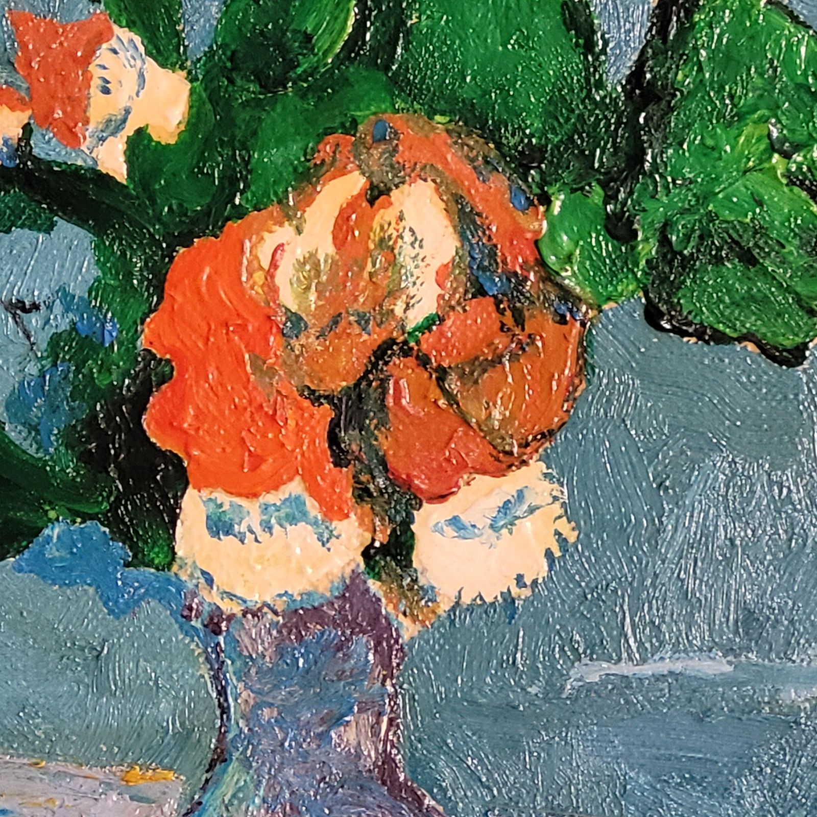 photo for sale Cezanne Inspired Still Life. 'The Blue Vase". Oil On Board. 35cm X 30cm.1990 By Amaday