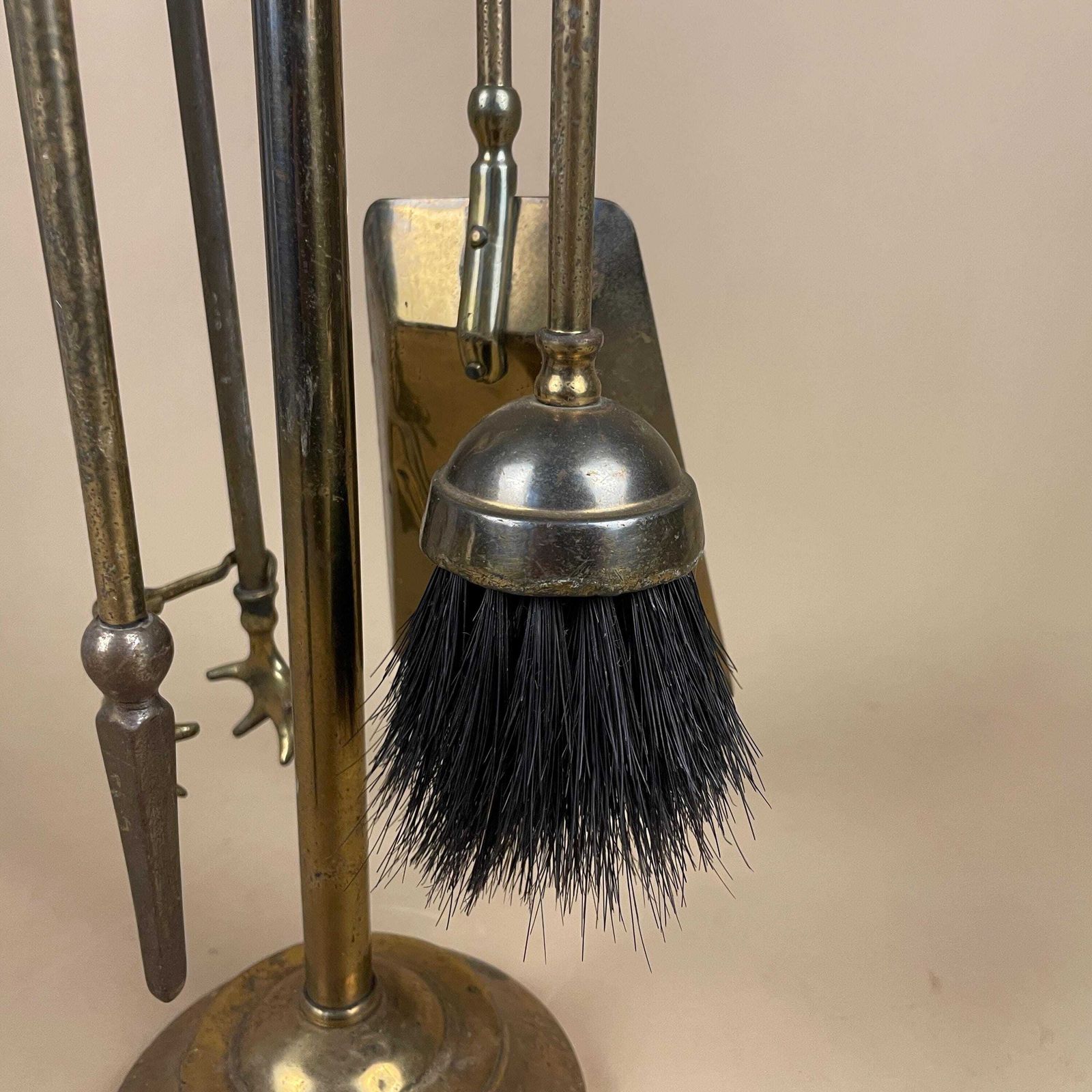 Antique Brass Gold Metal Fireside Tools Stand Vintage Companion Set Fireplace Gold Fireside Fire Farmhouse Cottage Four Piece 4 Round photo buy