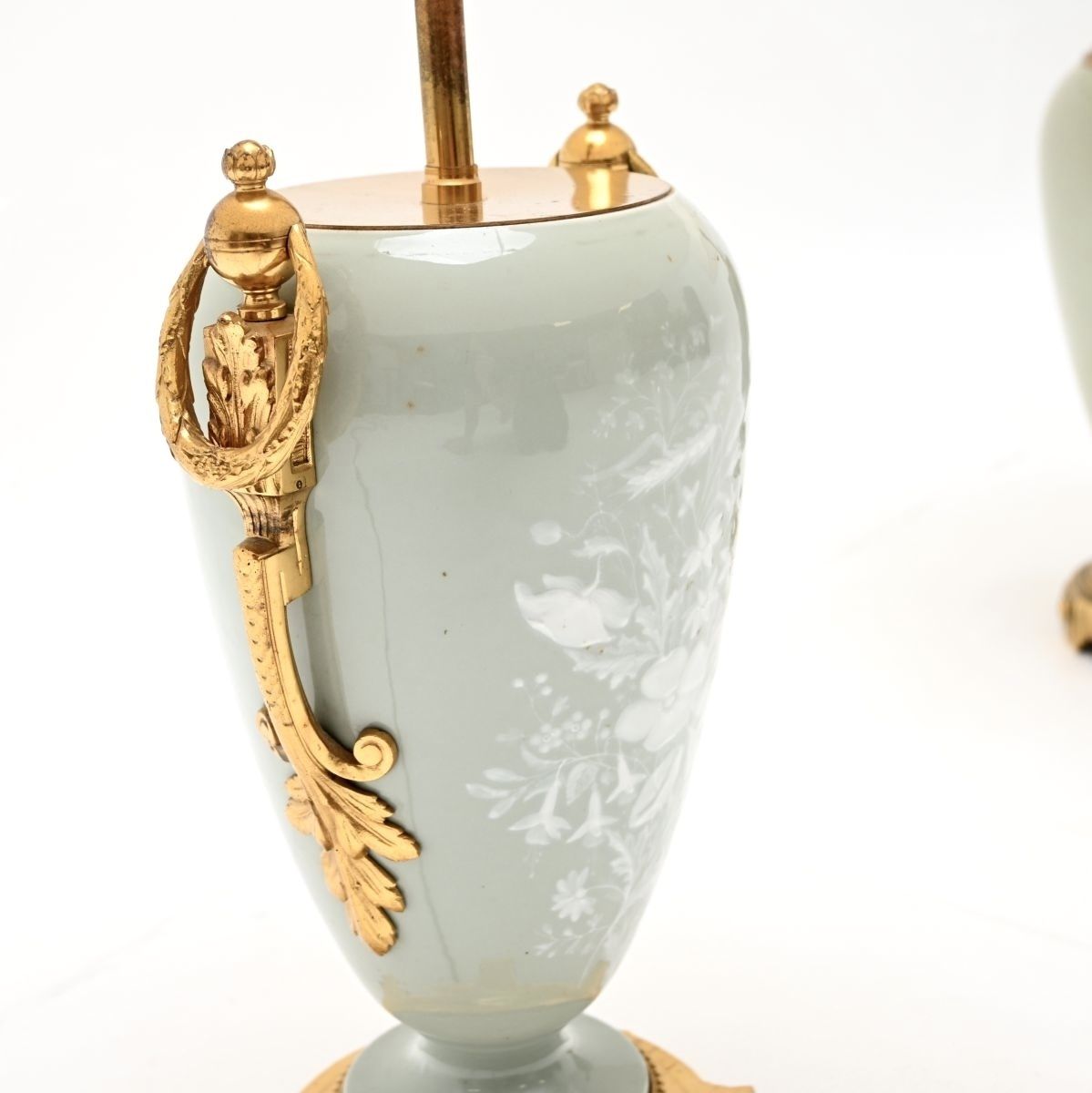 photo furniture Pair Of Antique French Ceramic Gilt Metal Table Lamps