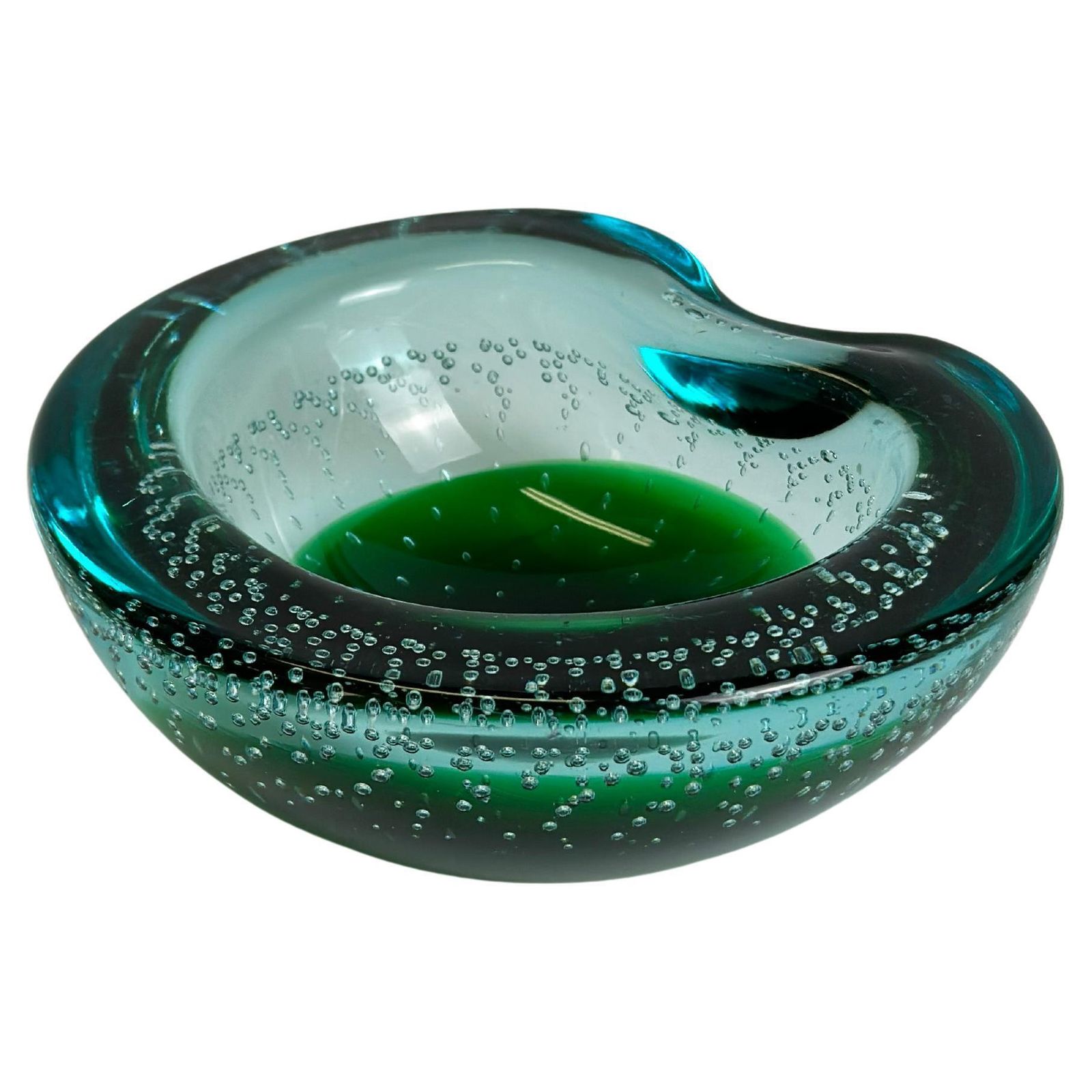 Murano Glass Bowl Sommerso And Bullicante Uranium Glass Galliano Ferro Italy 1960s