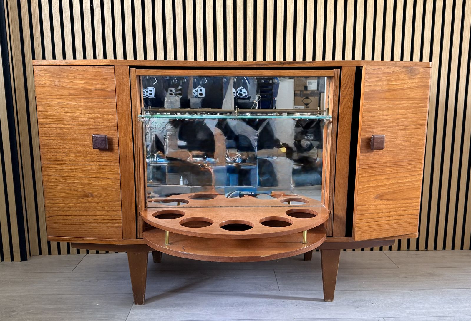 Mid Century Teak Cocktail Cabinet   Sureline By George Serlin & Sons   1950's Rotating Bar photo furniture