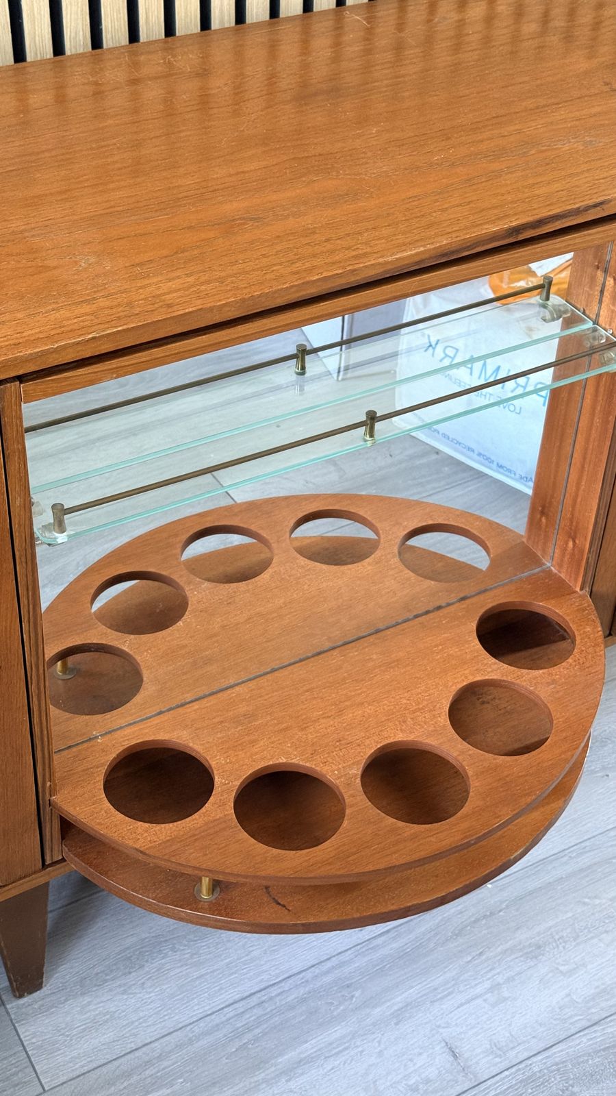 photo furniture Mid Century Teak Cocktail Cabinet   Sureline By George Serlin & Sons   1950's Rotating Bar