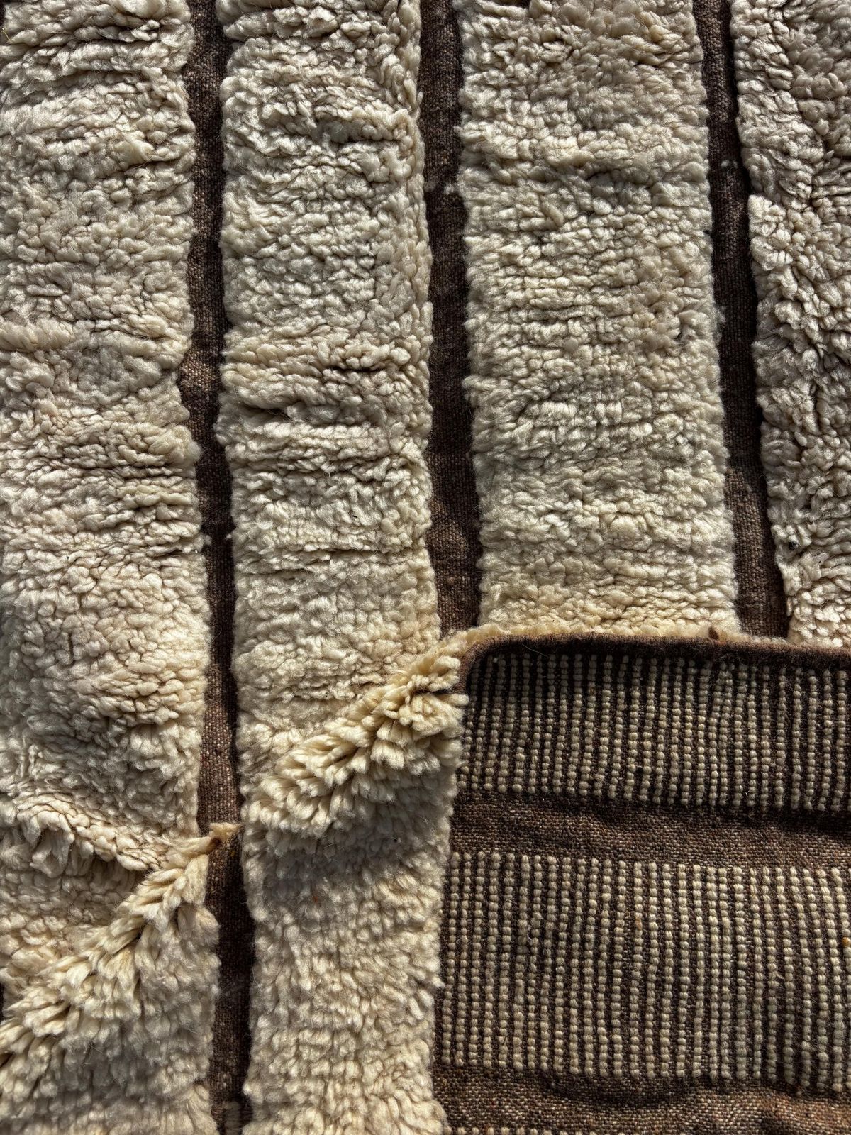 Moroccan White Wool Mrirt Rug 200x300cm  Moroccan Berber Beni Ourain Rug   White Authentic Carpet   Modern Design Rug   Hand Made Wool Rug photo for sale
