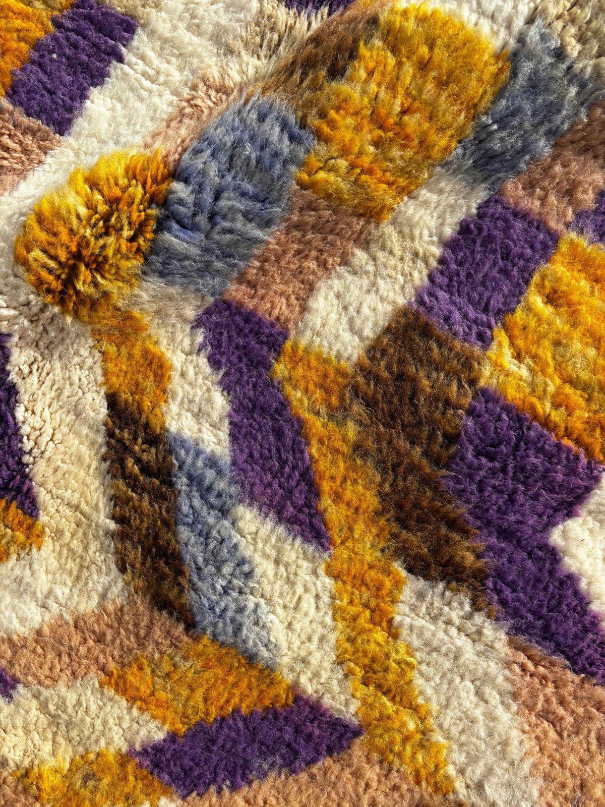Handmade Moroccan Colorful Wool Rug 165x250 Cm – Minimal Geometric Design – Beni Ourain Berber Area Rug – Modern Boho Home Decor photo vinterior