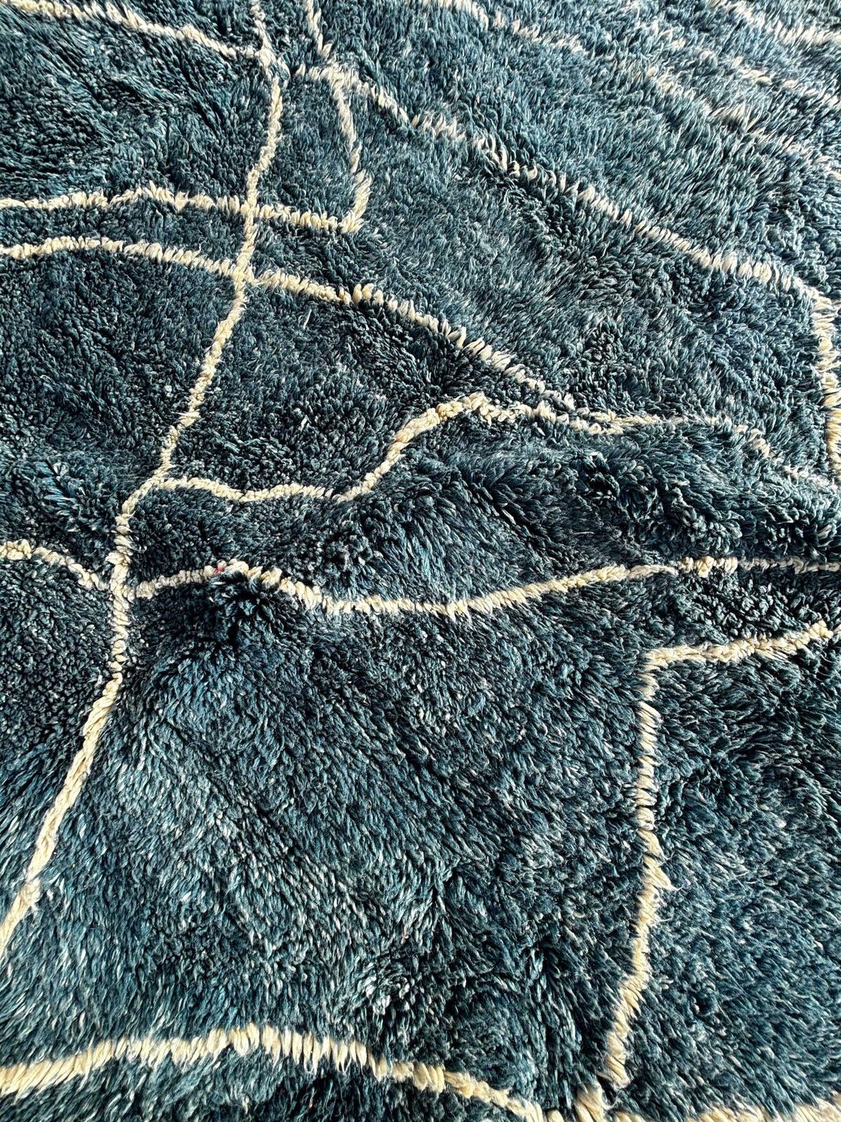 Berber Blue Moroccan Mrirt Wool Rug 270x240 Cm– Handwoven Neutral Berber Carpet,Beni Ourain Carpet , Modern Minimalist Decor photo vintage