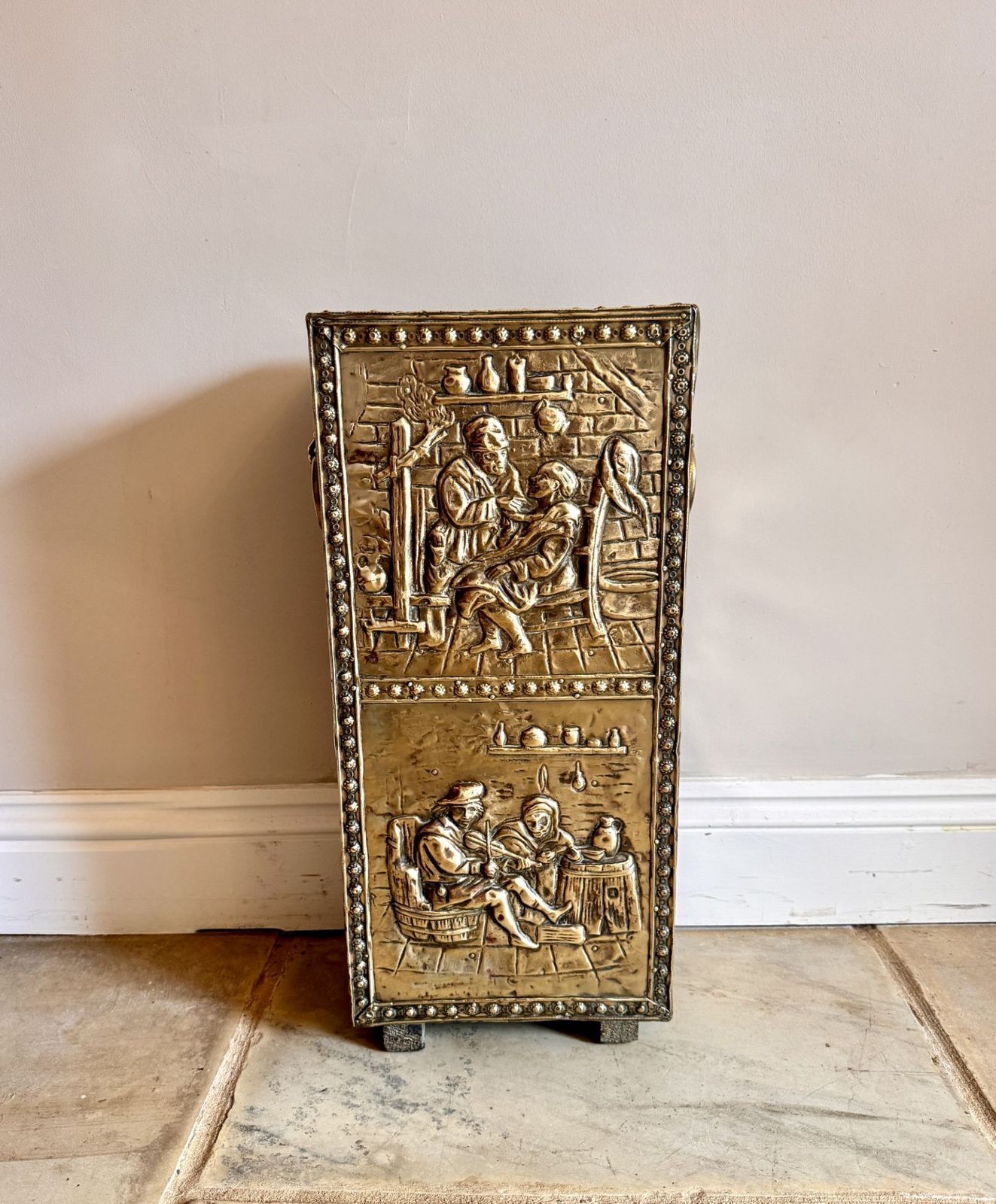 Unusual Quality Antique Ornate Brass Stick Stand photo for sale