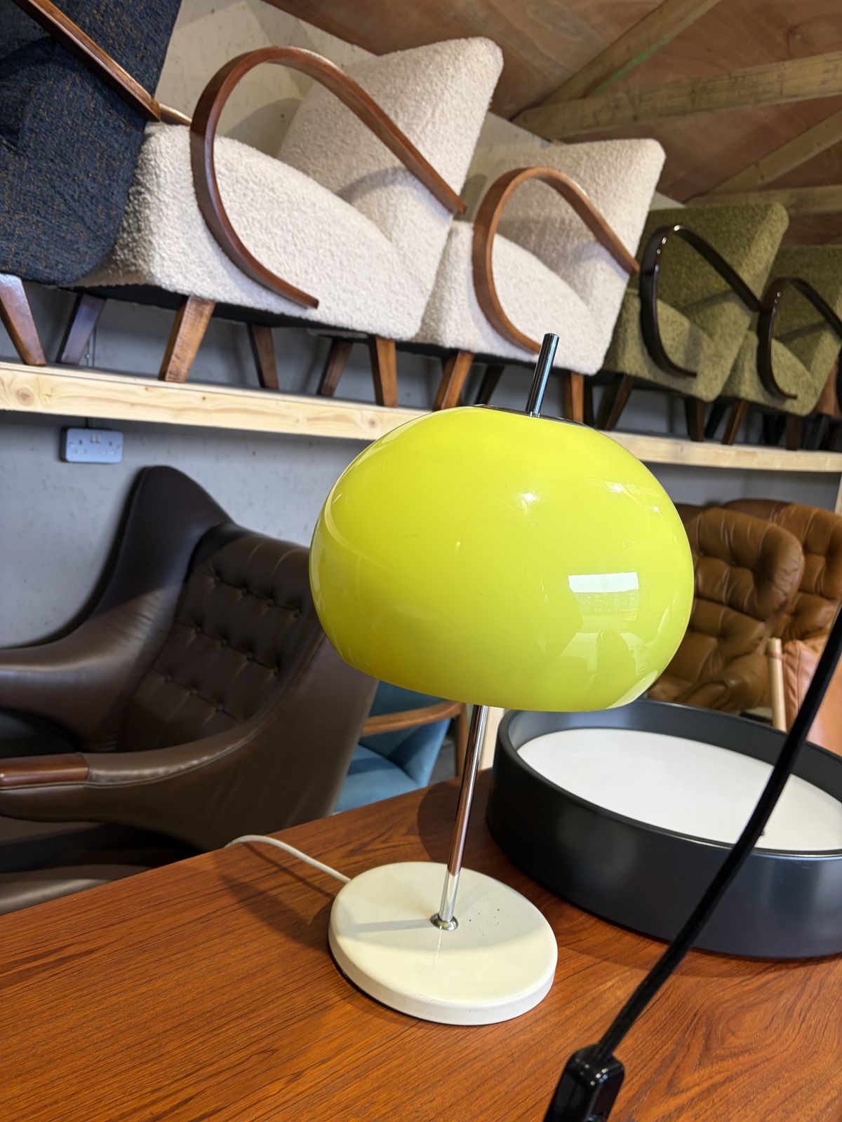 Lime Green Space Age Mushroom Acrylic Table Lamp In Style Of Harvey Guzzini photo for sale