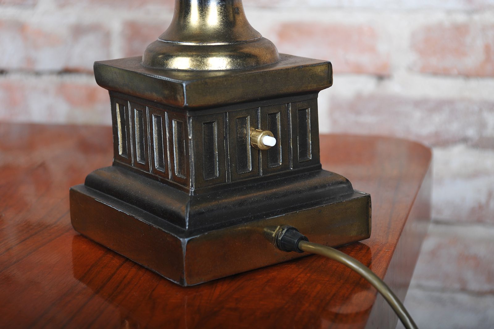 Pair Of Restored Mid Century Table Lamps, Brass, Marble Glass, France, 1950s photo vinterior