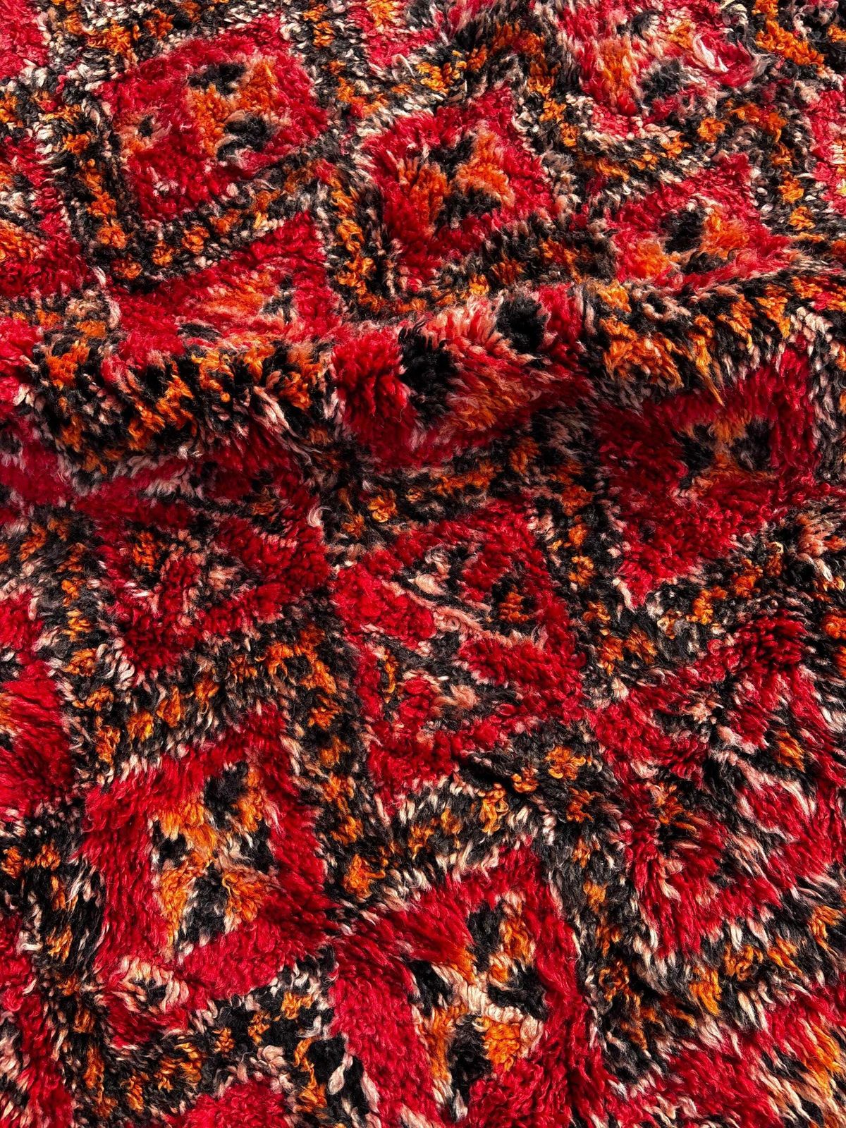 1807.0 Vintage Red Moroccan Boujad Rug 220x440 Cm – Authentic Boujad Wool Berber Rug   Boho Chic Rug photo