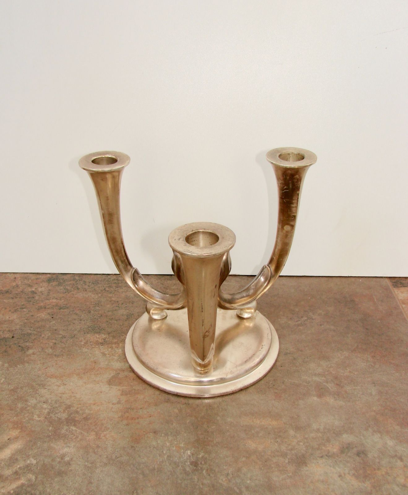 Wmf Germany 1940s Art Deco Candlestick | Silver Plated Brass | photo for sale