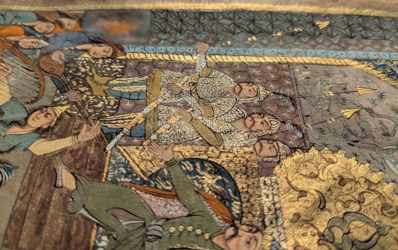 500.0 Framed Miniature Painting In Timurid Style On Antique Manuscript Folio photo